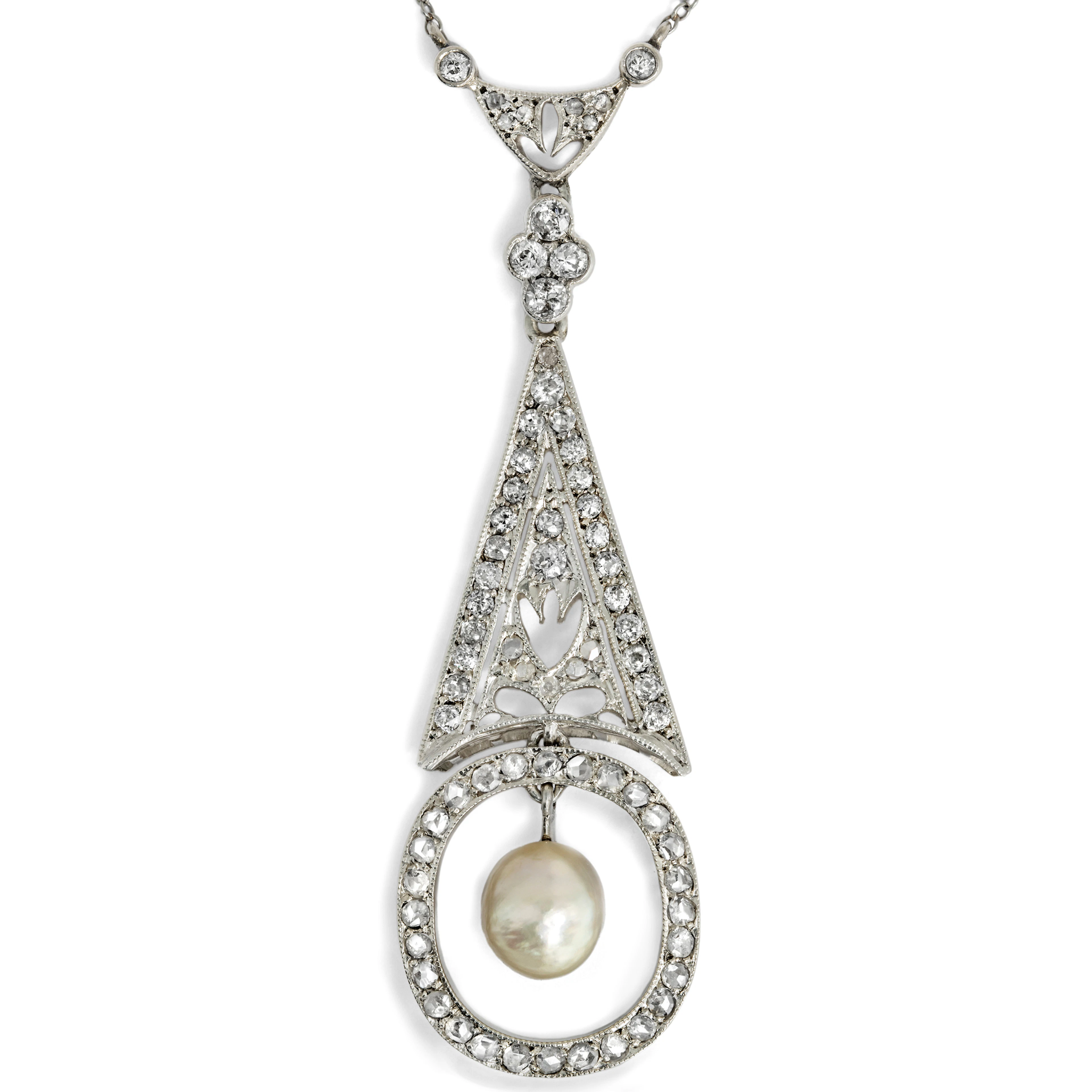 Elegant Diamonds & Pearl Necklace, Belle Époque, c. 1910