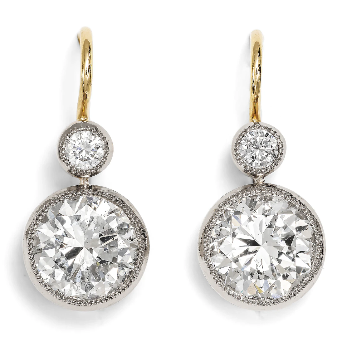 Unworn Earrings Made in Our Workshop with 3.64 ct Vintage Diamonds