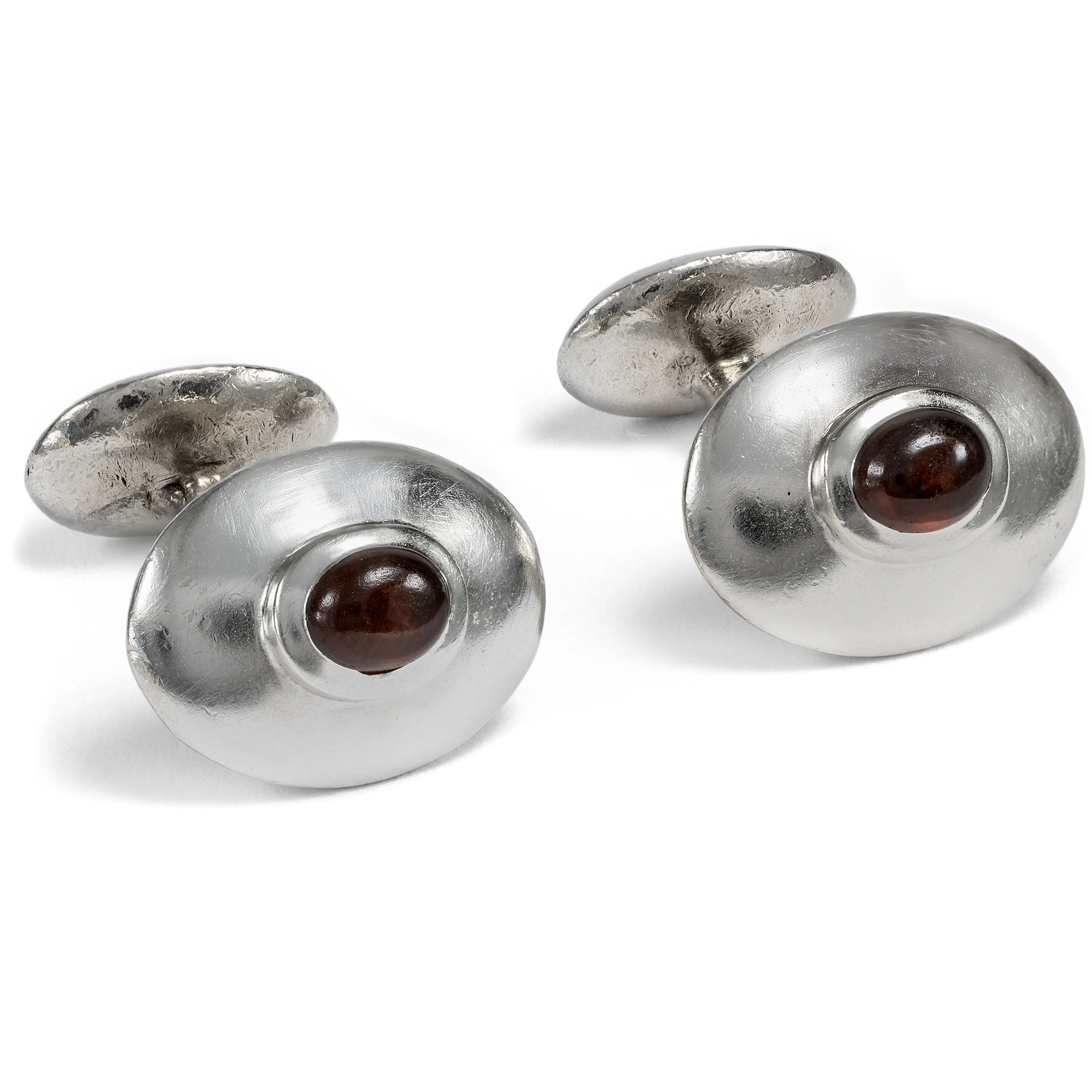 Beautiful Vintage Cufflinks in Silver & Garnets, Circa 1990