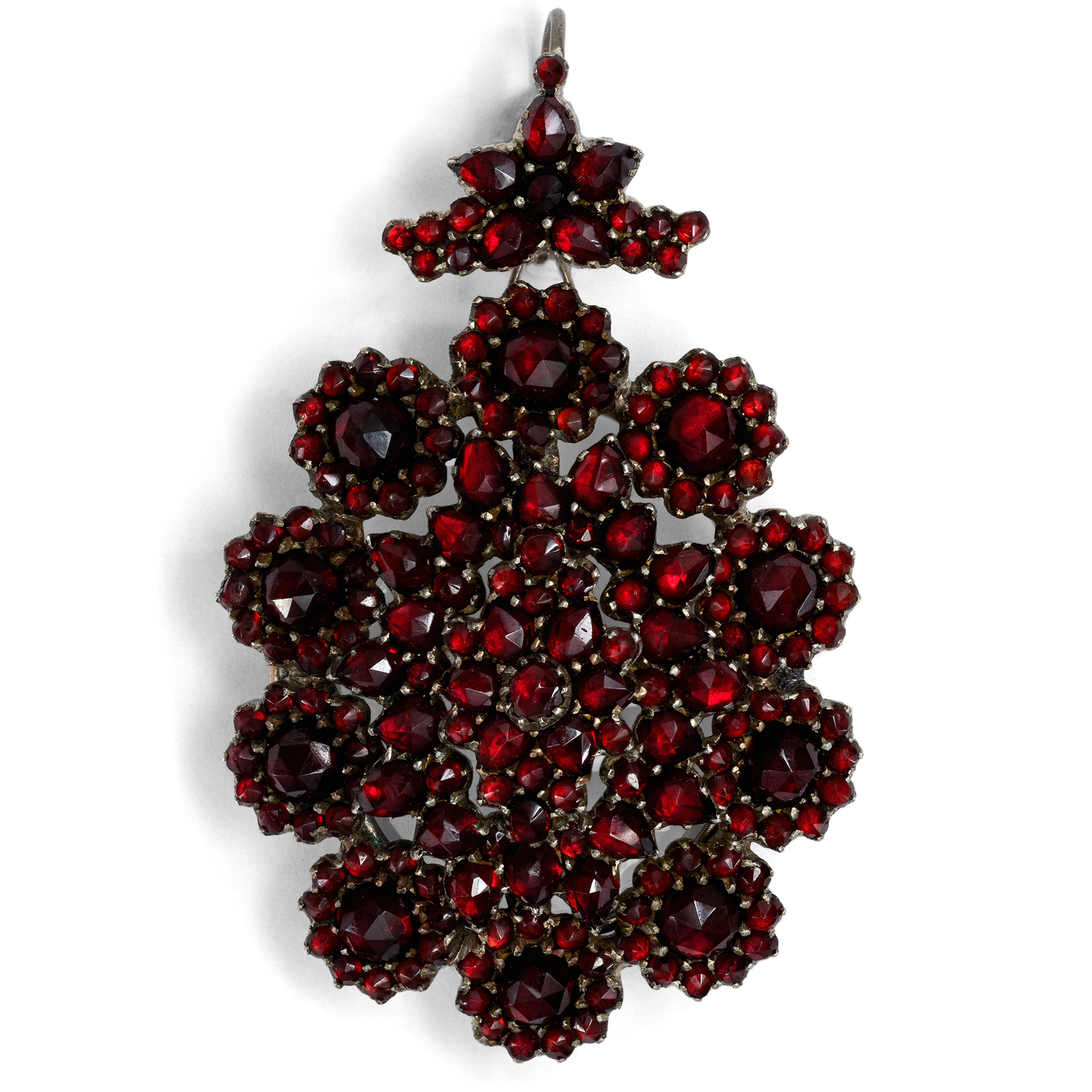 Antique Locket Pendant & Brooch with Bohemian Garnets, c. 1890