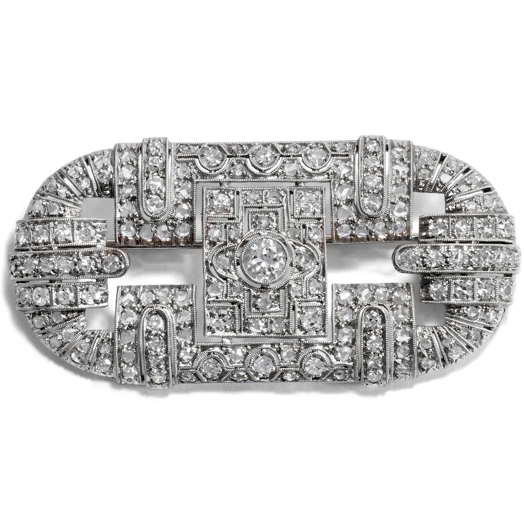 Precious Art Deco Brooch With 3.56 ct Diamonds, Germany c. 1930
