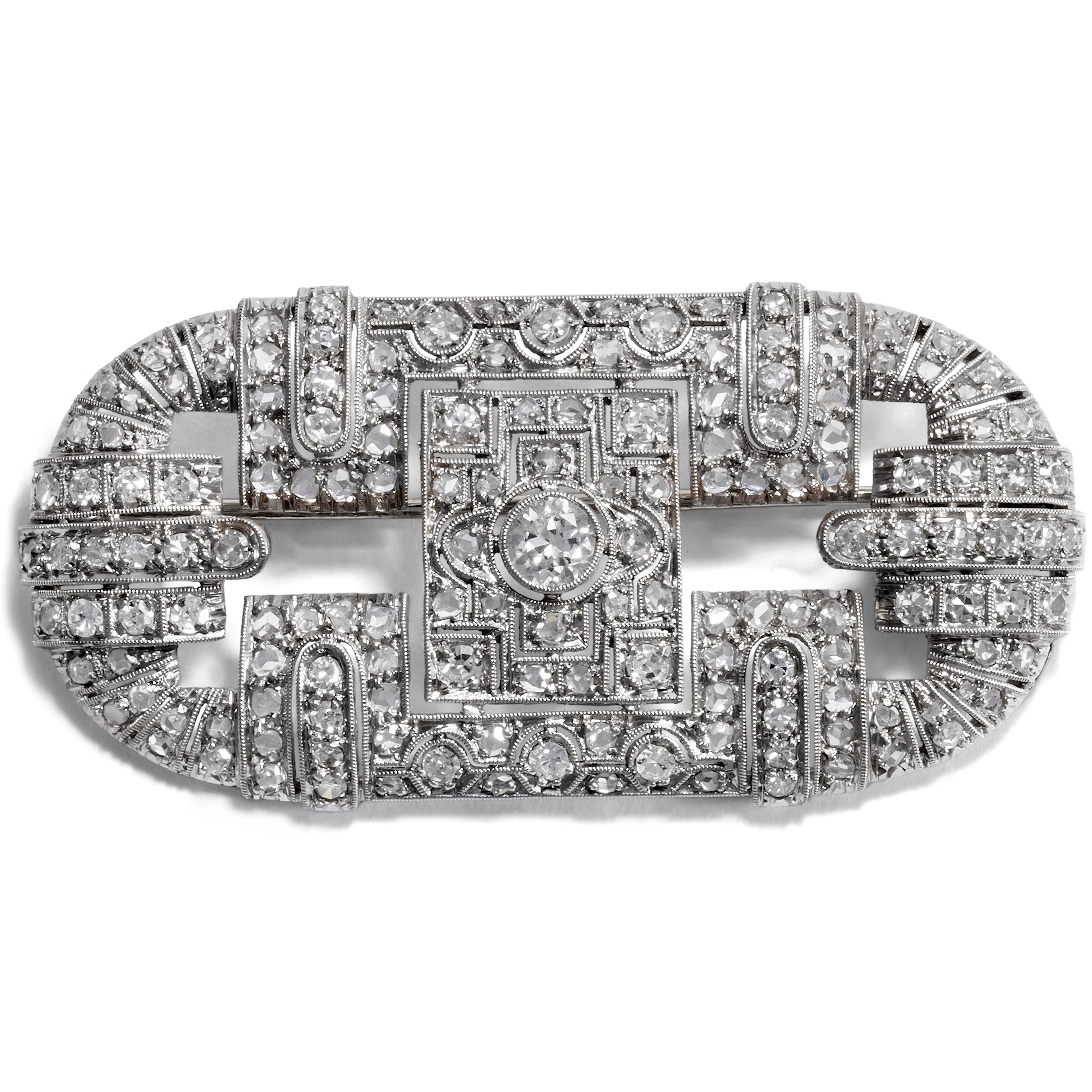 Precious Art Deco Brooch With 3.56 ct Diamonds, Germany c. 1930