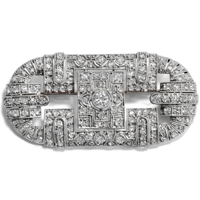 Precious Art Deco Brooch With 3.56 ct Diamonds, Germany c. 1930