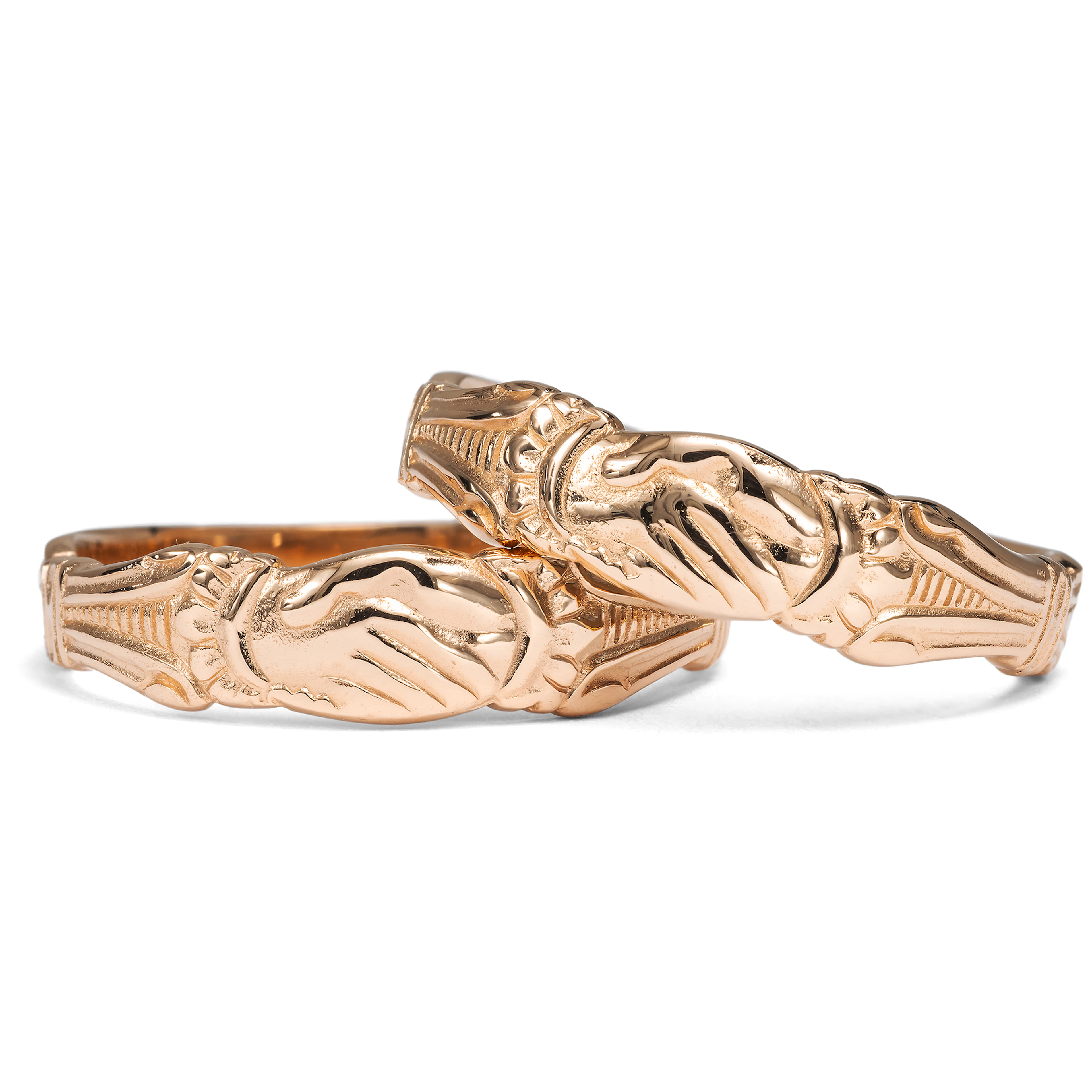 A Pair of Romantic Wedding Rings in High-Carat Rose Gold from Our Workshop