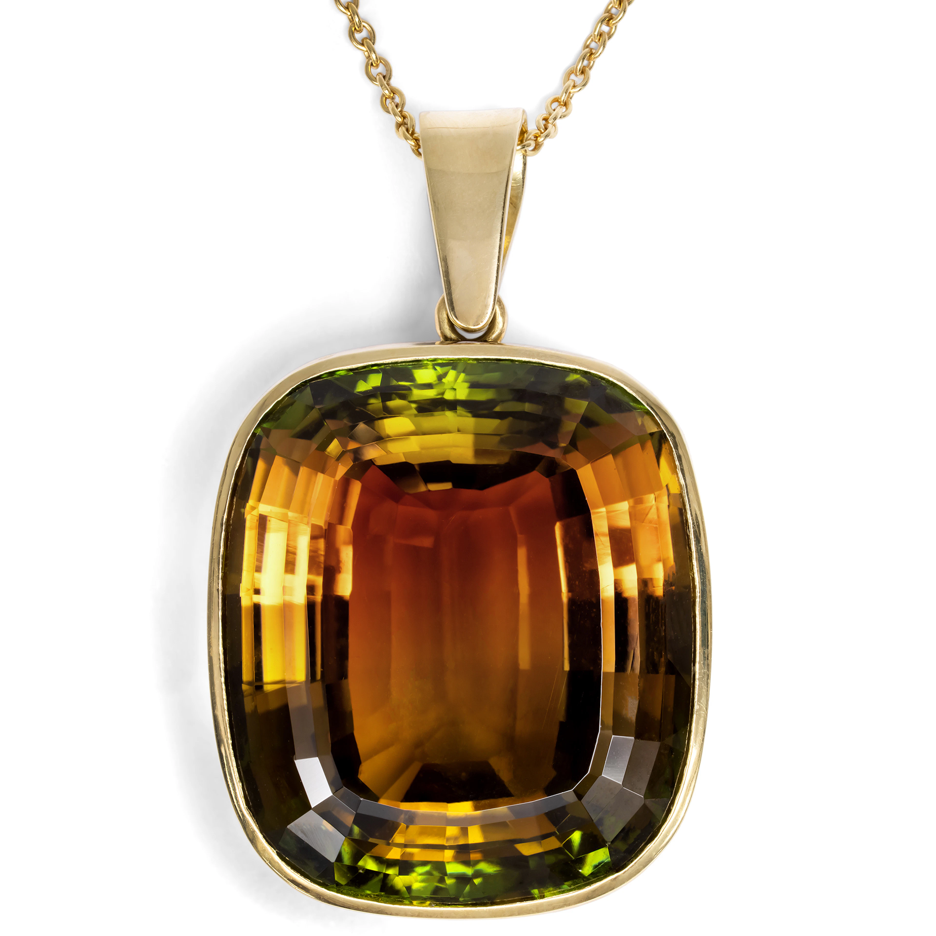Vintage Pendant with 83.00 ct Tourmaline in Green & Orange-Red, Germany
