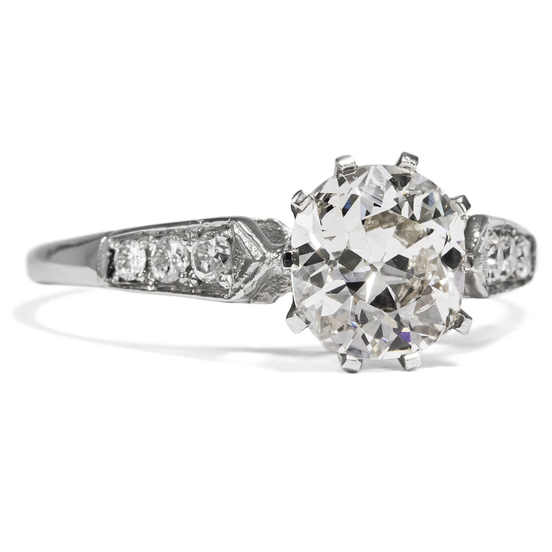 Antique 1.35 ct Cushion Cut Diamond in Platinum, From Our Workshop