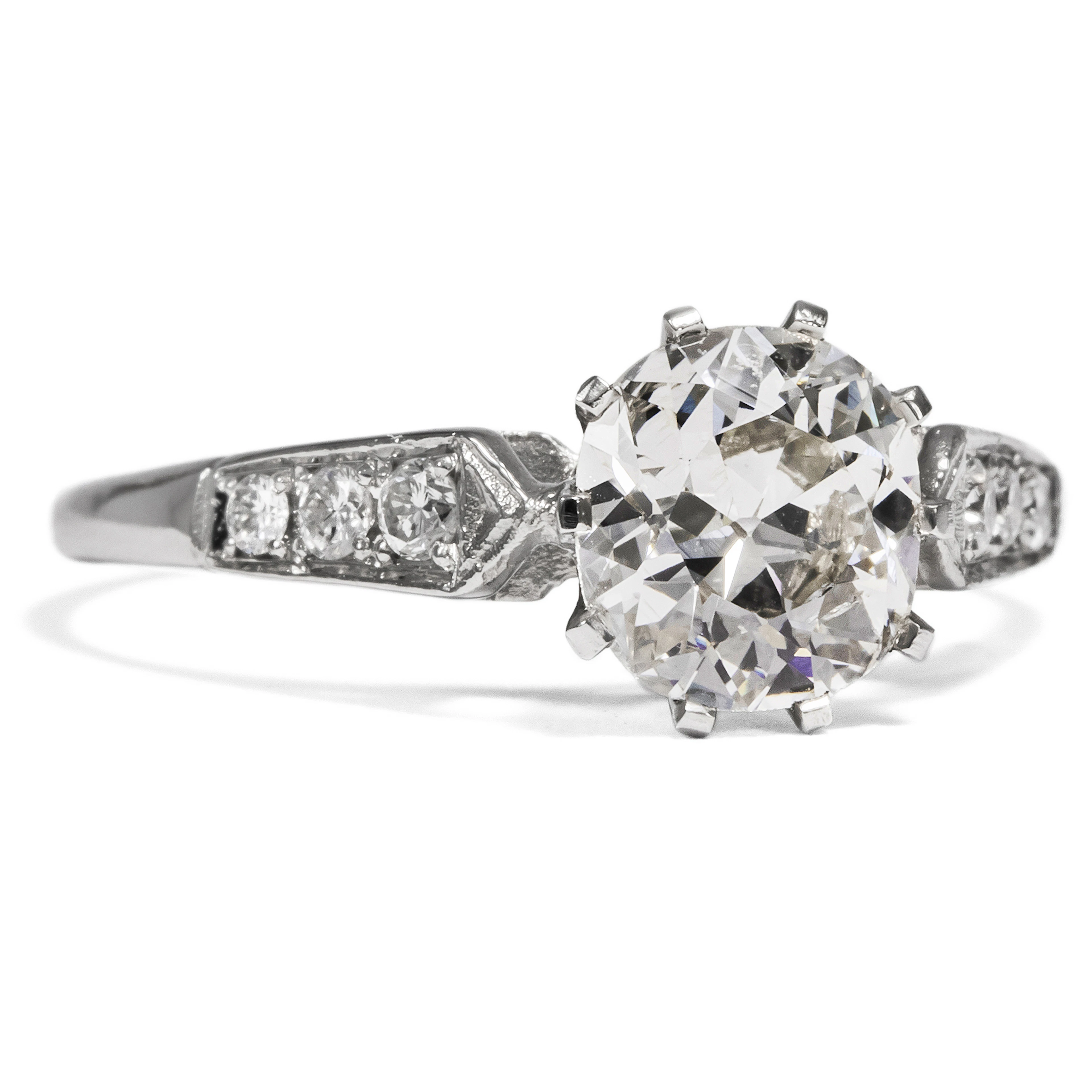 Antique 1.35 ct Cushion Cut Diamond in Platinum, From Our Workshop