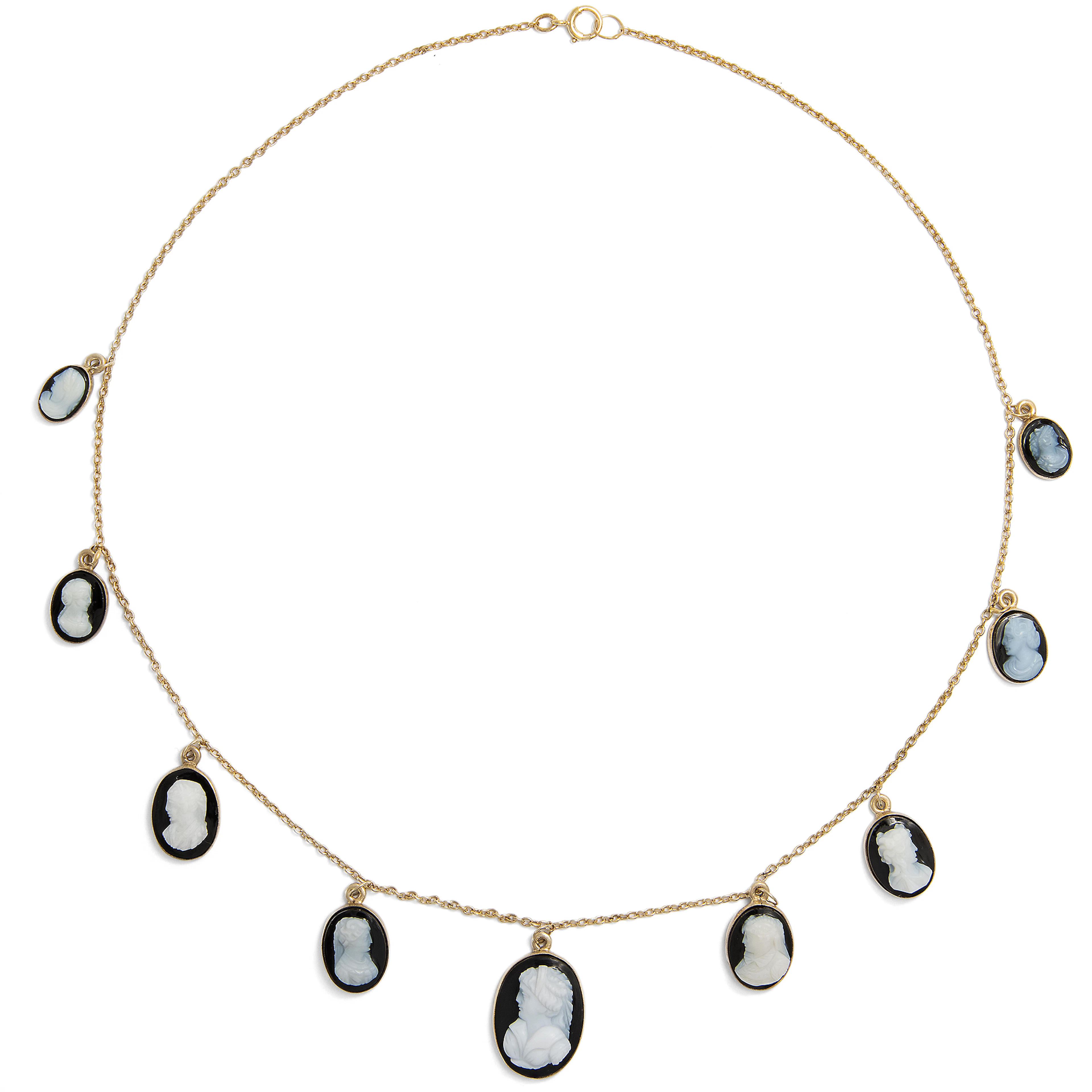 Delicate Victorian Agate Cameo Necklace, c. 1880