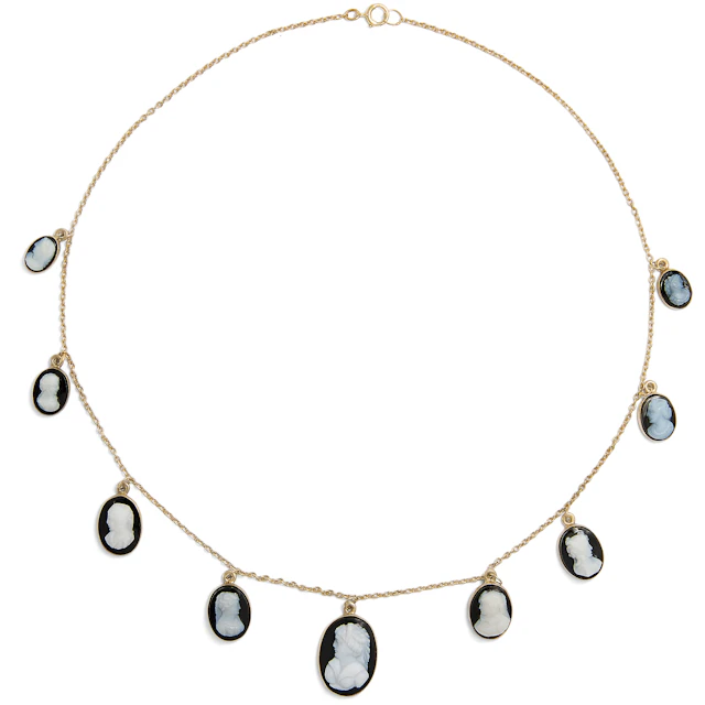 Delicate Victorian Agate Cameo Necklace, c. 1880