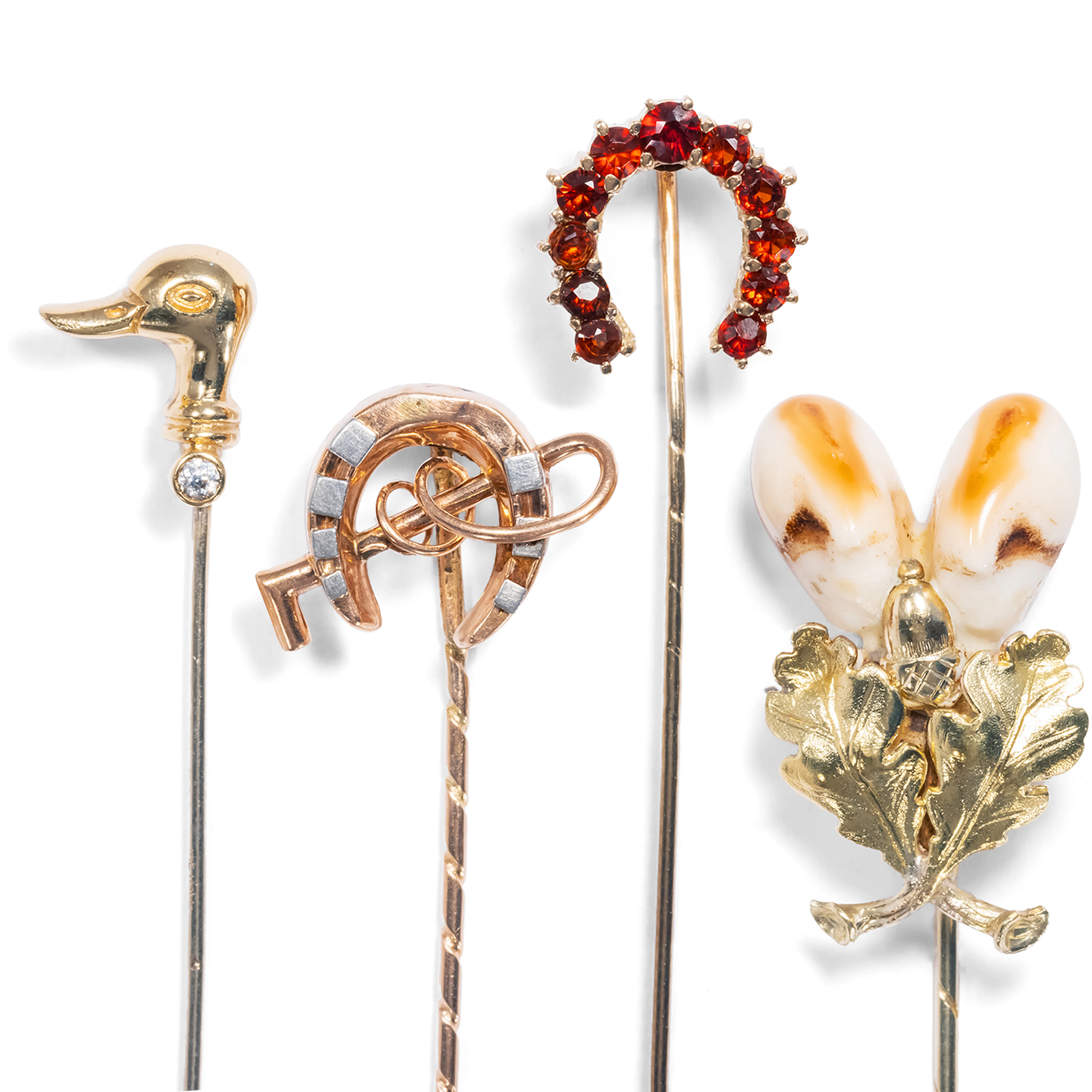 Four Lapel Pins With Hunting Motifs, c. 1900 to 1980