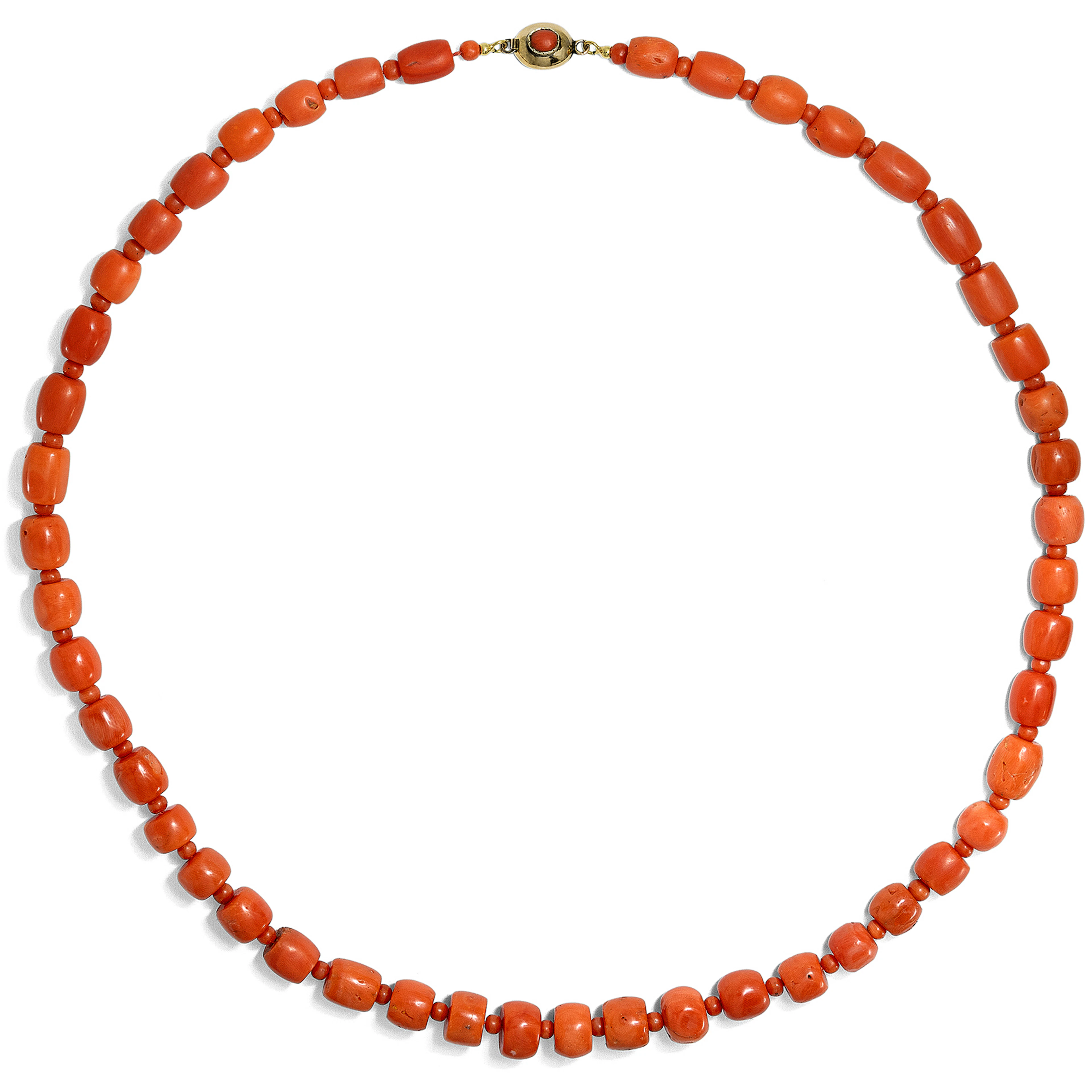 Opulent Antique Coral Necklace With Gold Clasp Made in Our Workshop