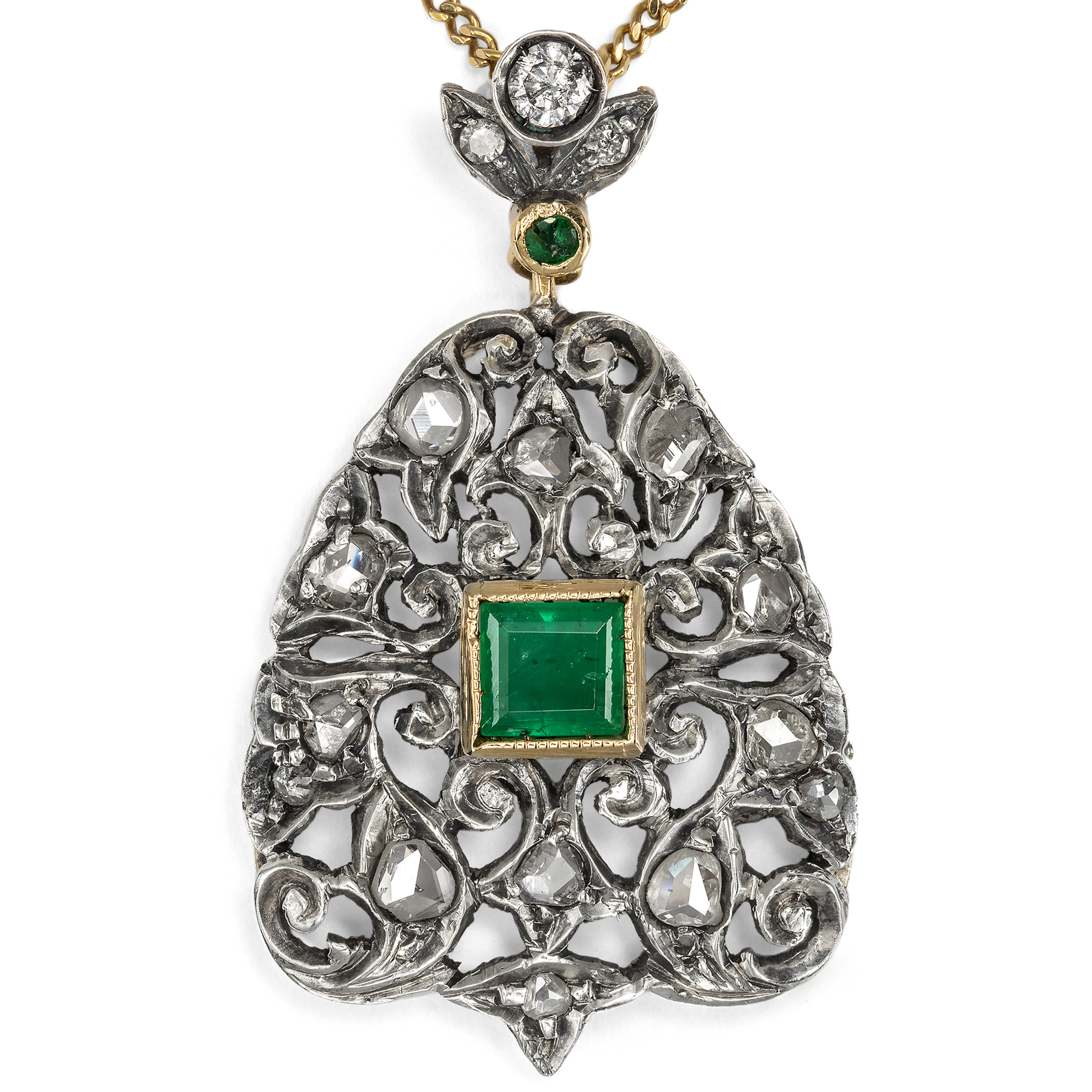 Nostalgic Pendant with Emeralds & Diamonds, c. 1980