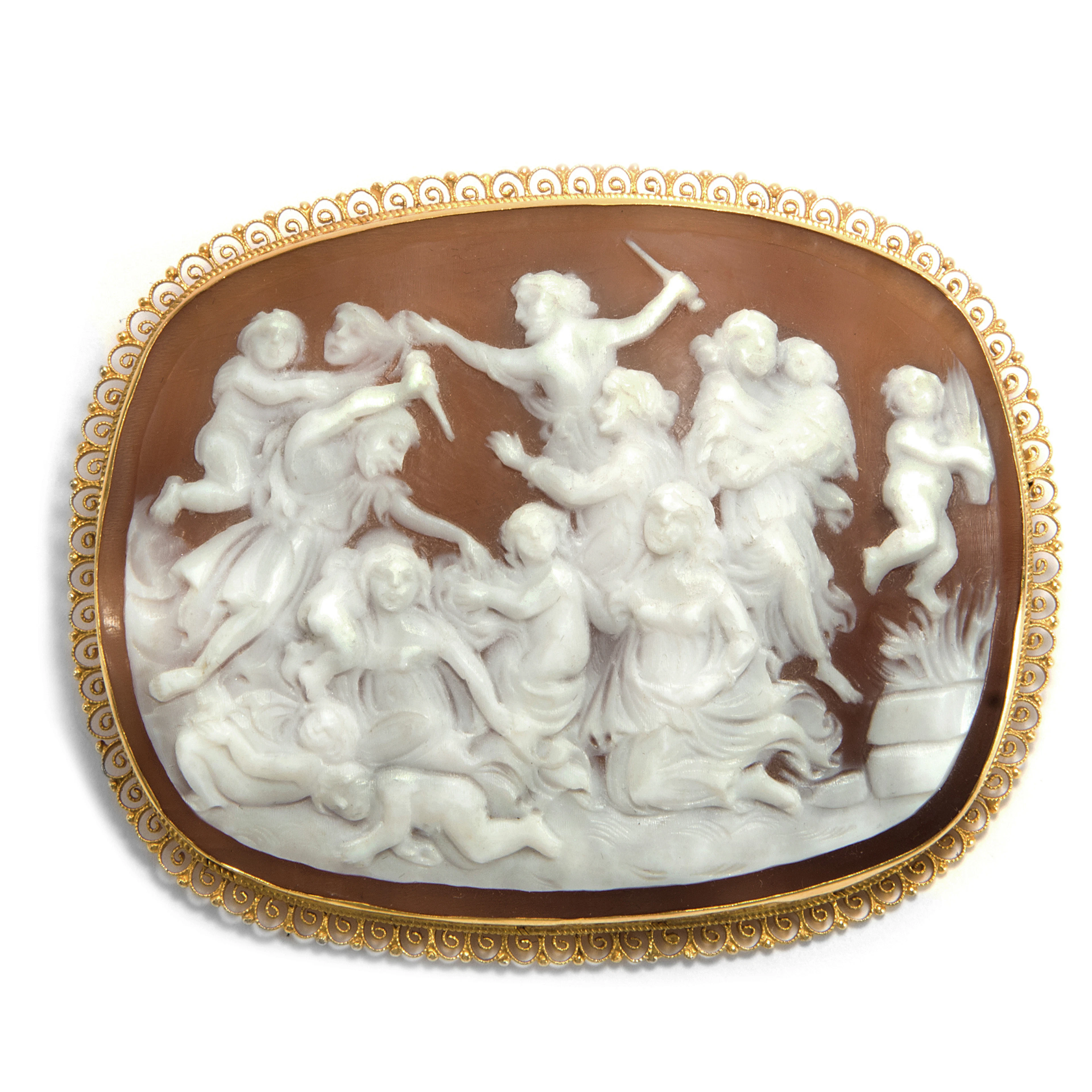 Large vintage shell cameo of the Bethlehemite infanticide, c. 1950