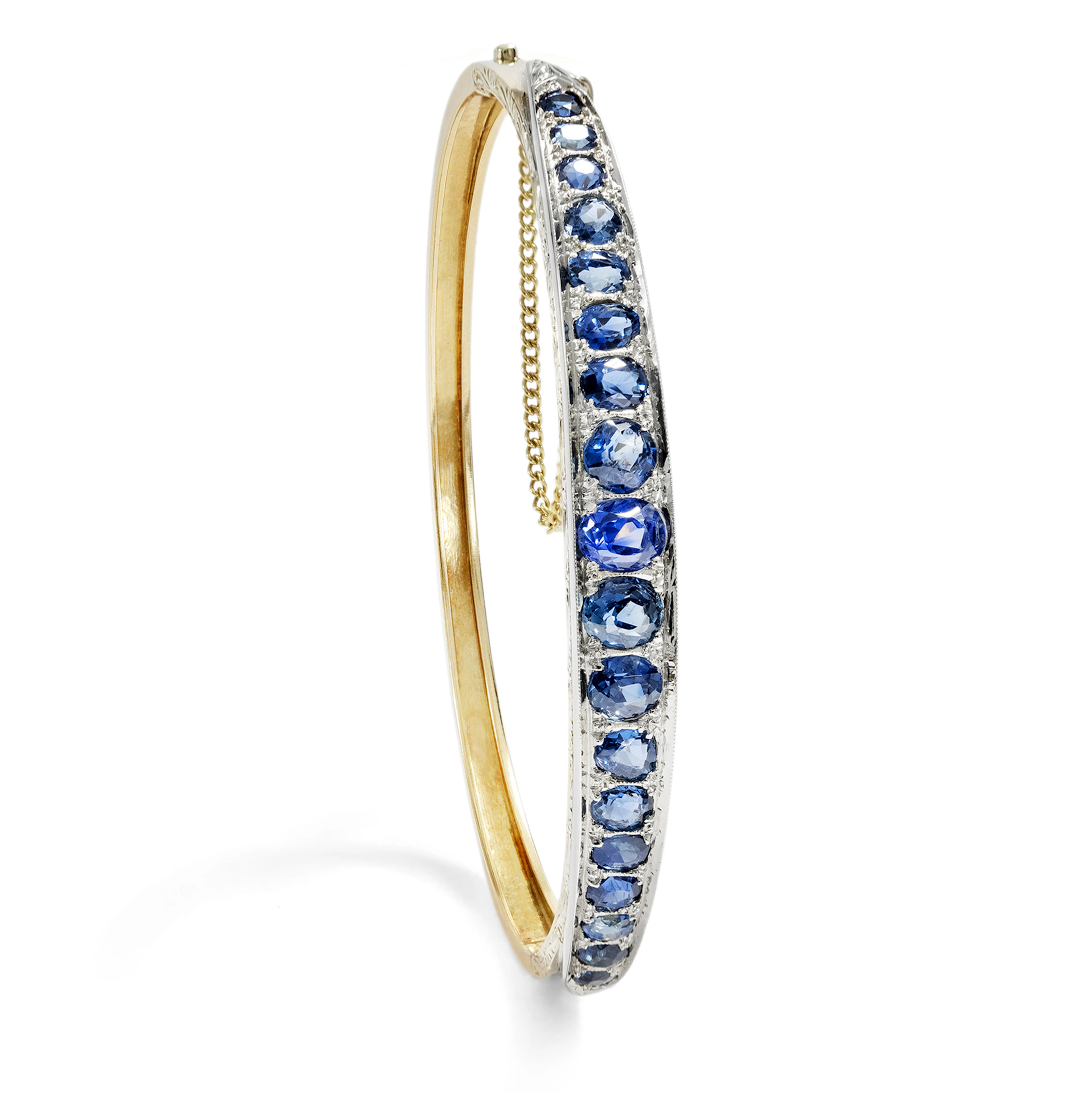 Timeless Victorian-Style Bangle with Untreated Sapphires, Mid-20th Century