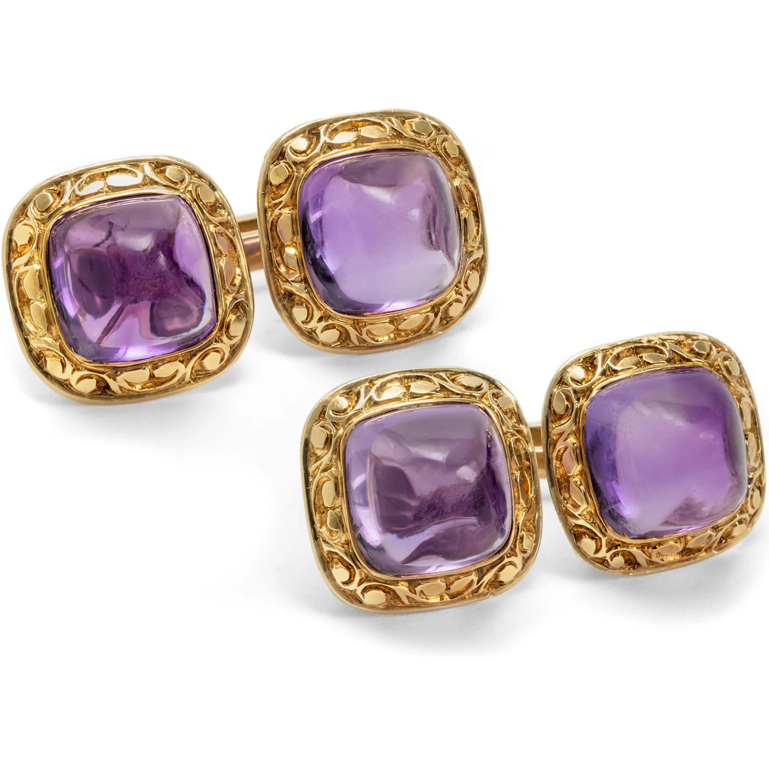 Antique Amethyst and Gold Cufflinks, c. 1920