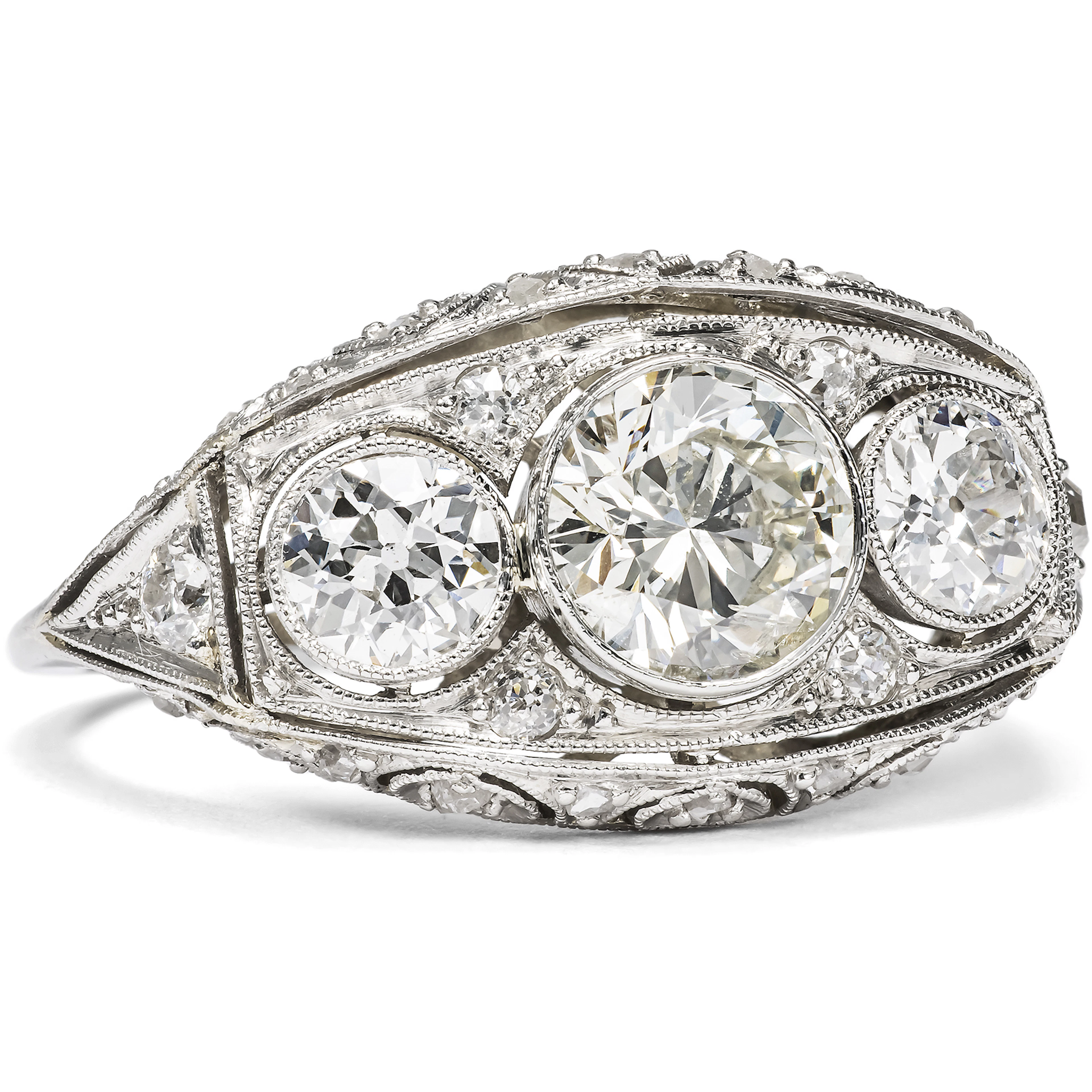 Fine Diamond and Platinum Boat Ring, c. 1920s