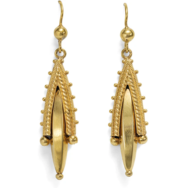 Antique Gold Earrings in Archaeological Style, Circa 1880 & later