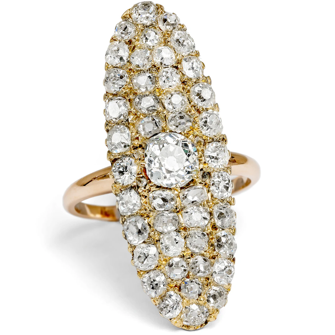 Magnificent Belle Époque Ring with 3.07 ct Old Mine Cut Diamonds, c. 1890