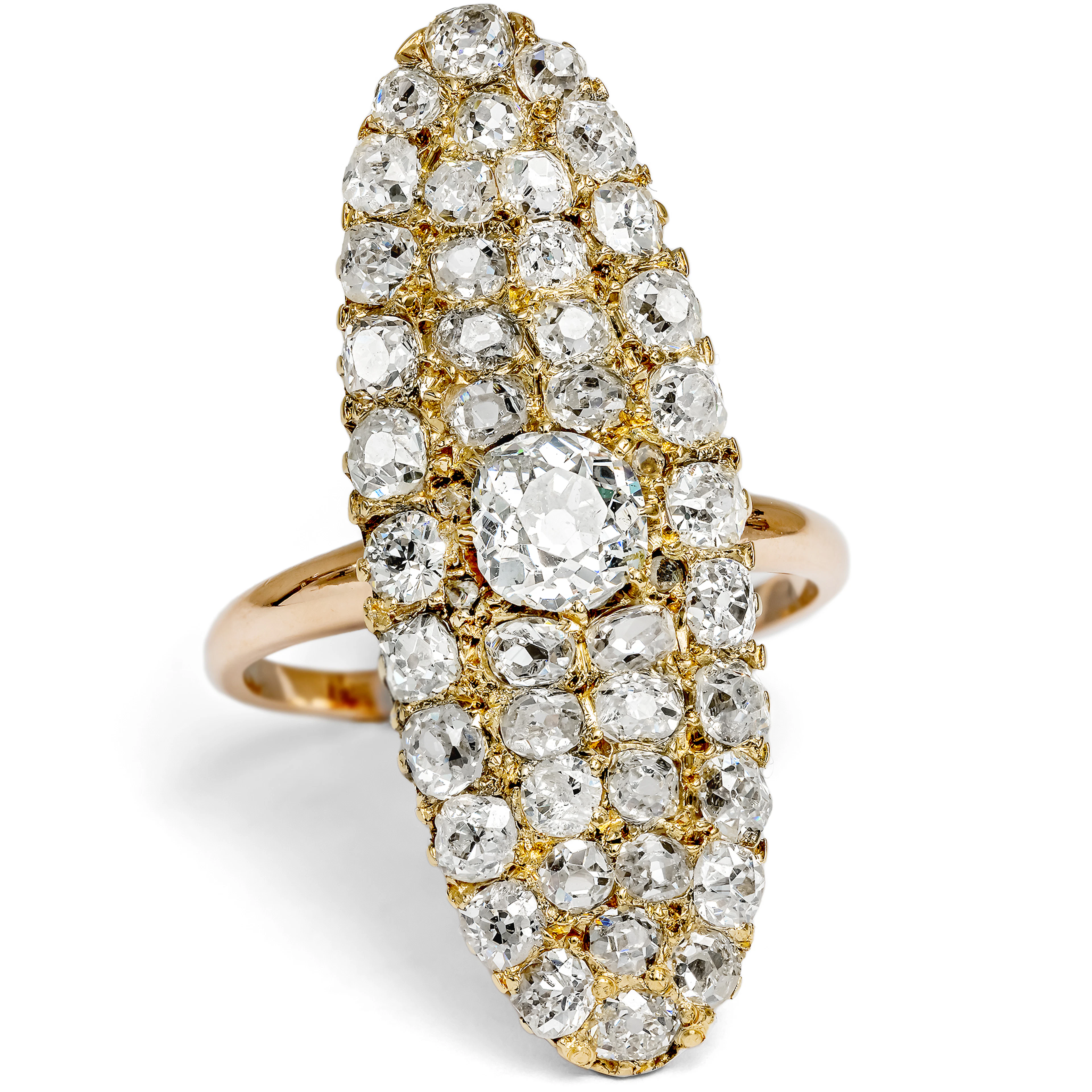 Magnificent Belle Époque Ring with 3.07 ct Old Mine Cut Diamonds, c. 1890
