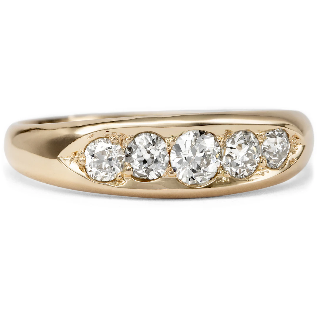 Antique Ring with Five Old-Cut Diamonds, c. 1900
