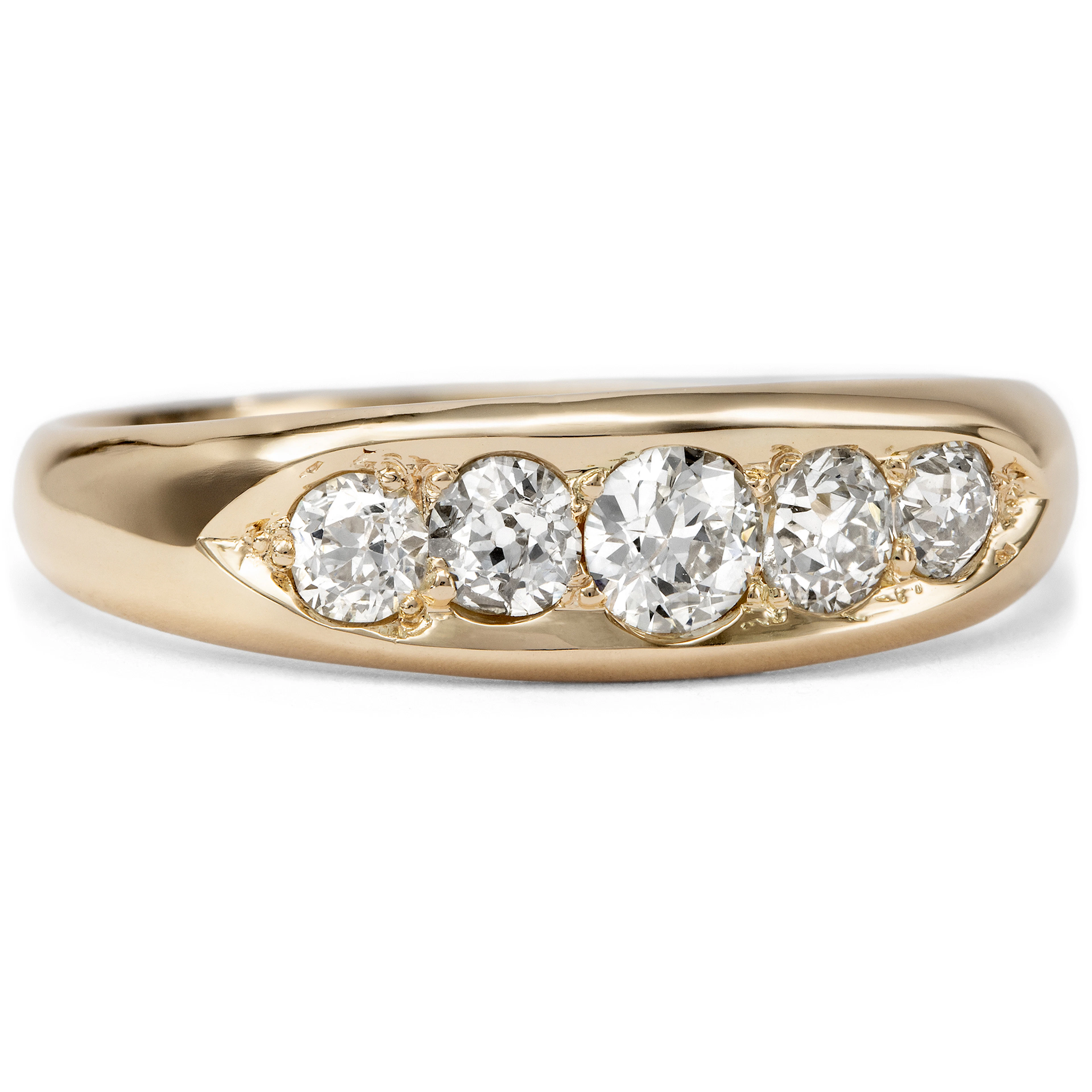 Antique Ring with Five Old-Cut Diamonds, c. 1900
