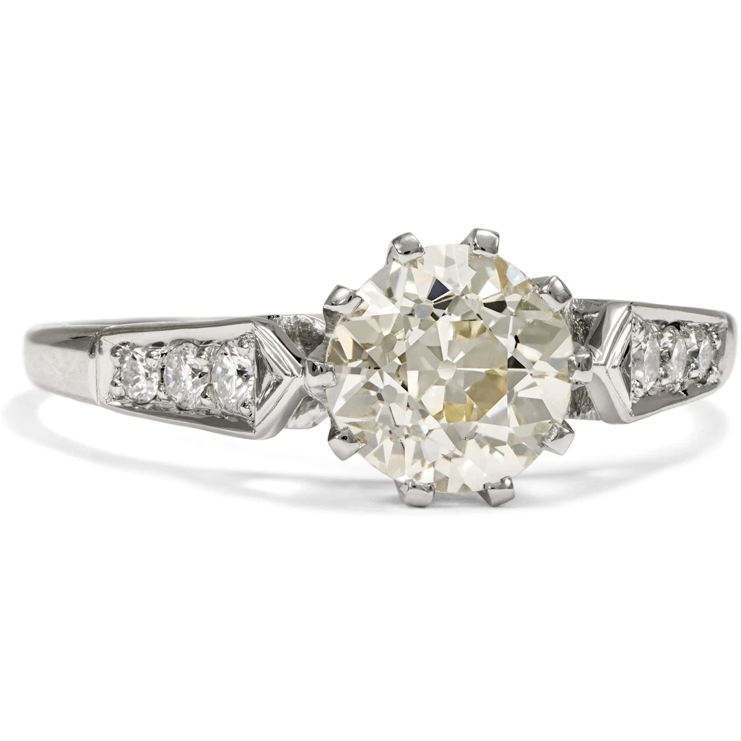 Sustainable Platinum Ring with 1.15 ct Old-Cut Diamond, from Our Workshop
