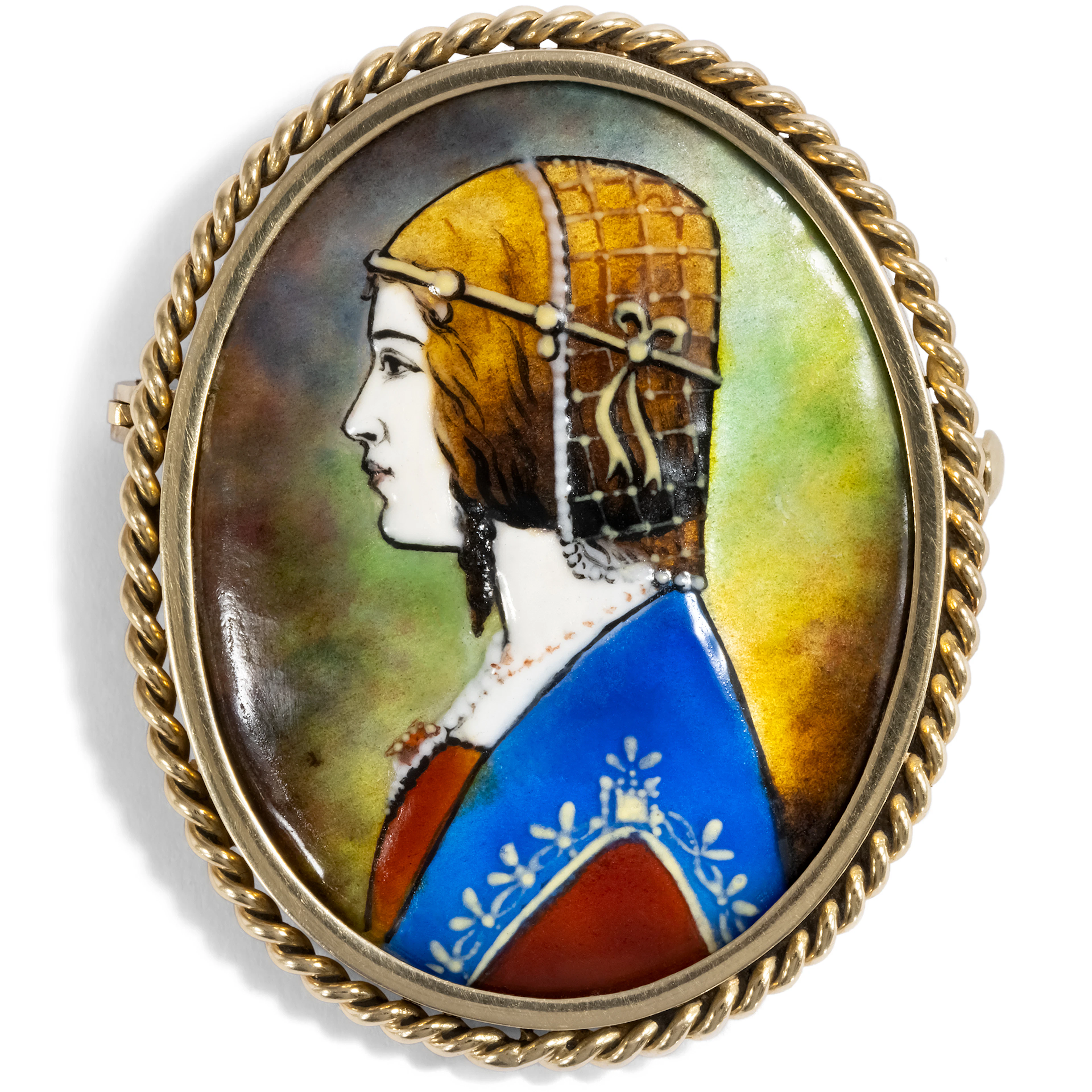 Wonderful Antique Brooch With Enamel Painting From Limoges, c. 1910