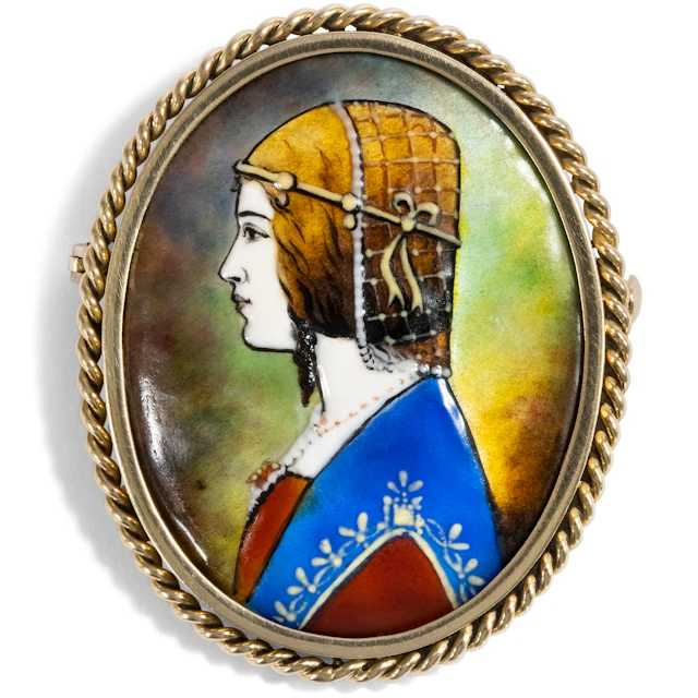 Wonderful Antique Brooch With Enamel Painting From Limoges, c. 1910