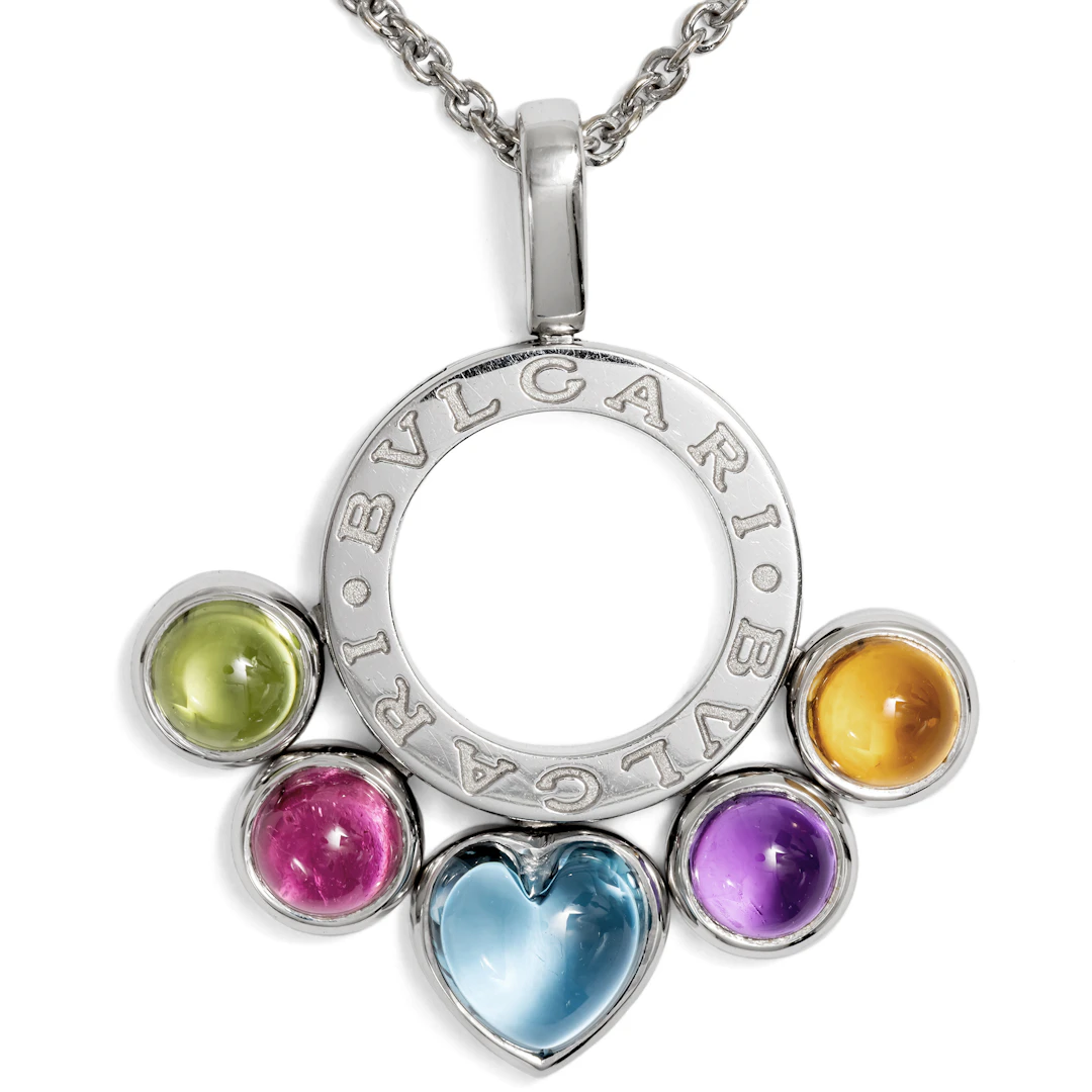Vintage Bulgari "Allegra" Pendant with Precious Stones in White Gold, c. 2010
