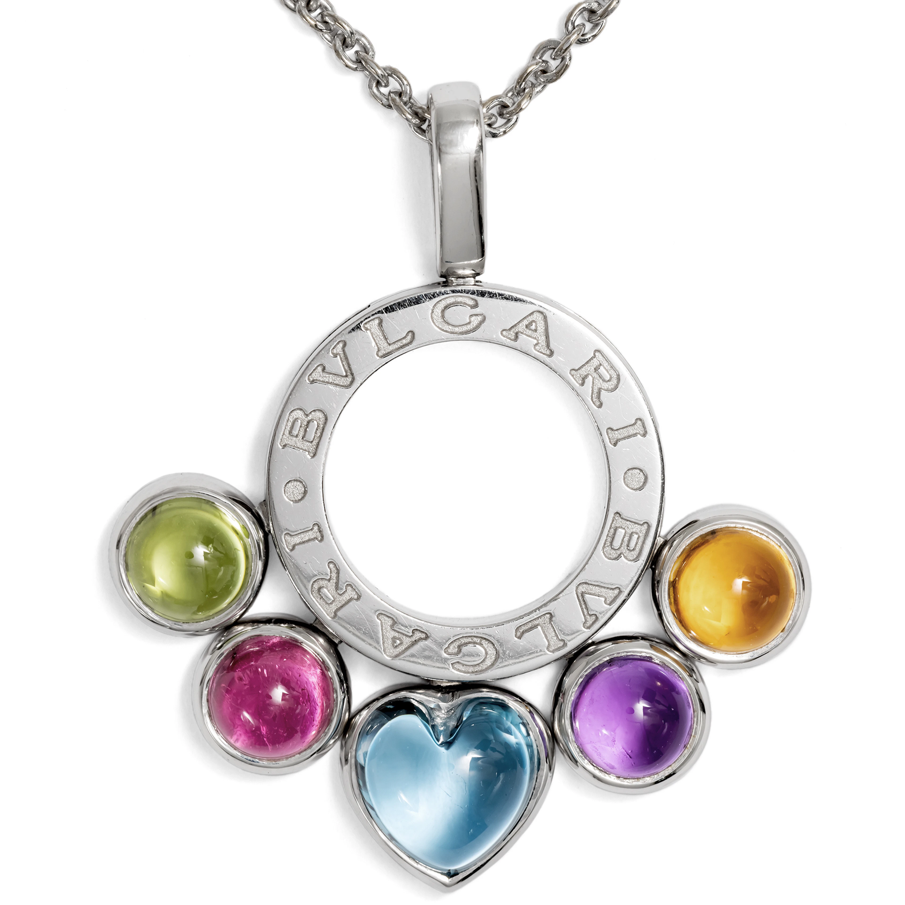 Vintage Bulgari "Allegra" Pendant with Precious Stones in White Gold, c. 2010