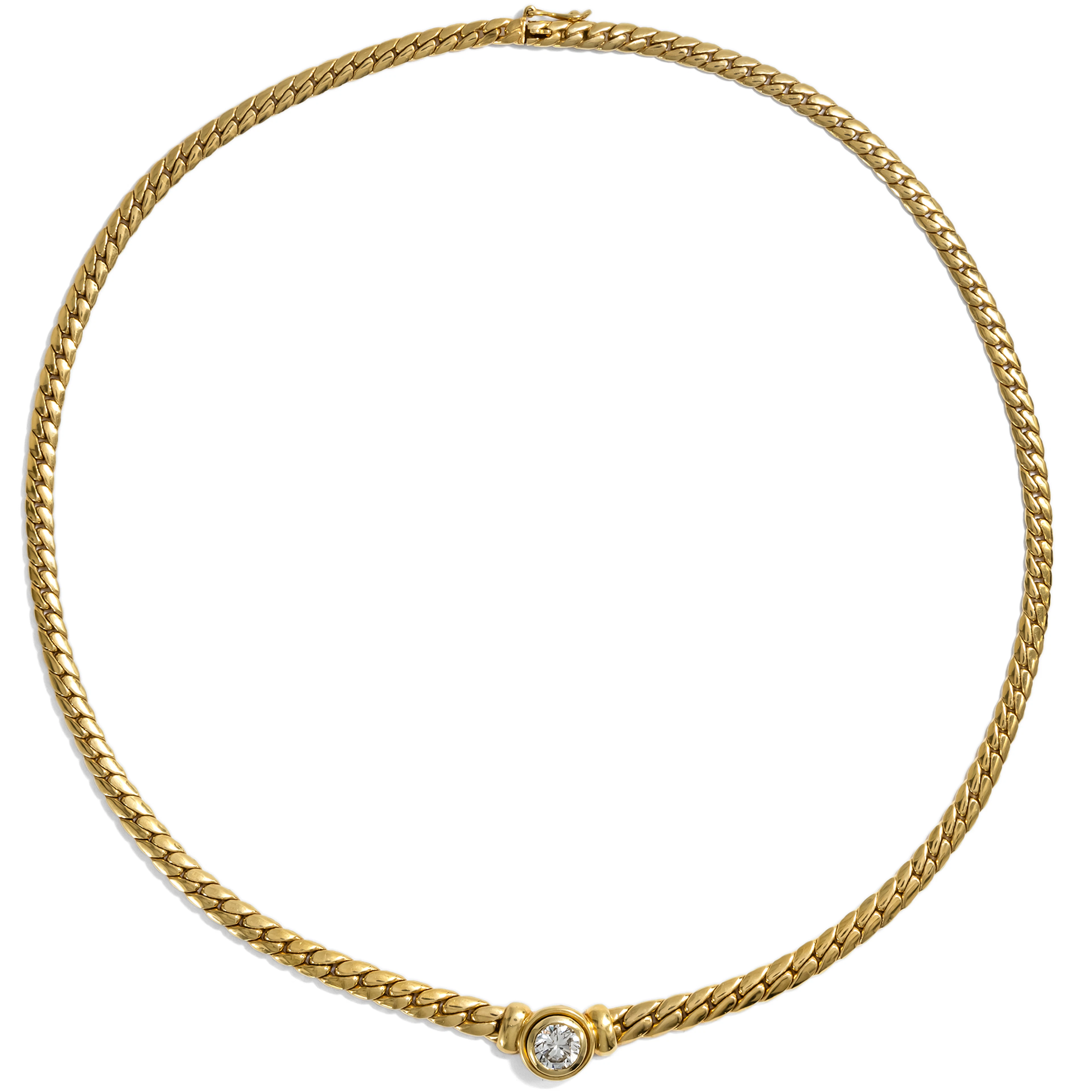 Modern Gold Necklace with 1.01 ct Brilliant Solitaire, Germany c. 1990