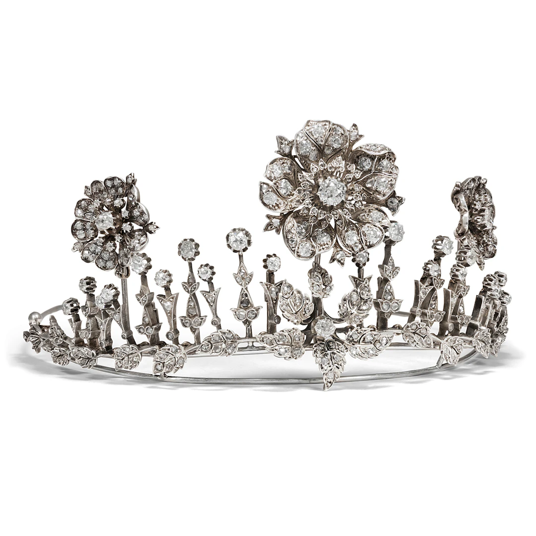 Convertible Antique Tiara With Diamonds in Silver, c. 1880