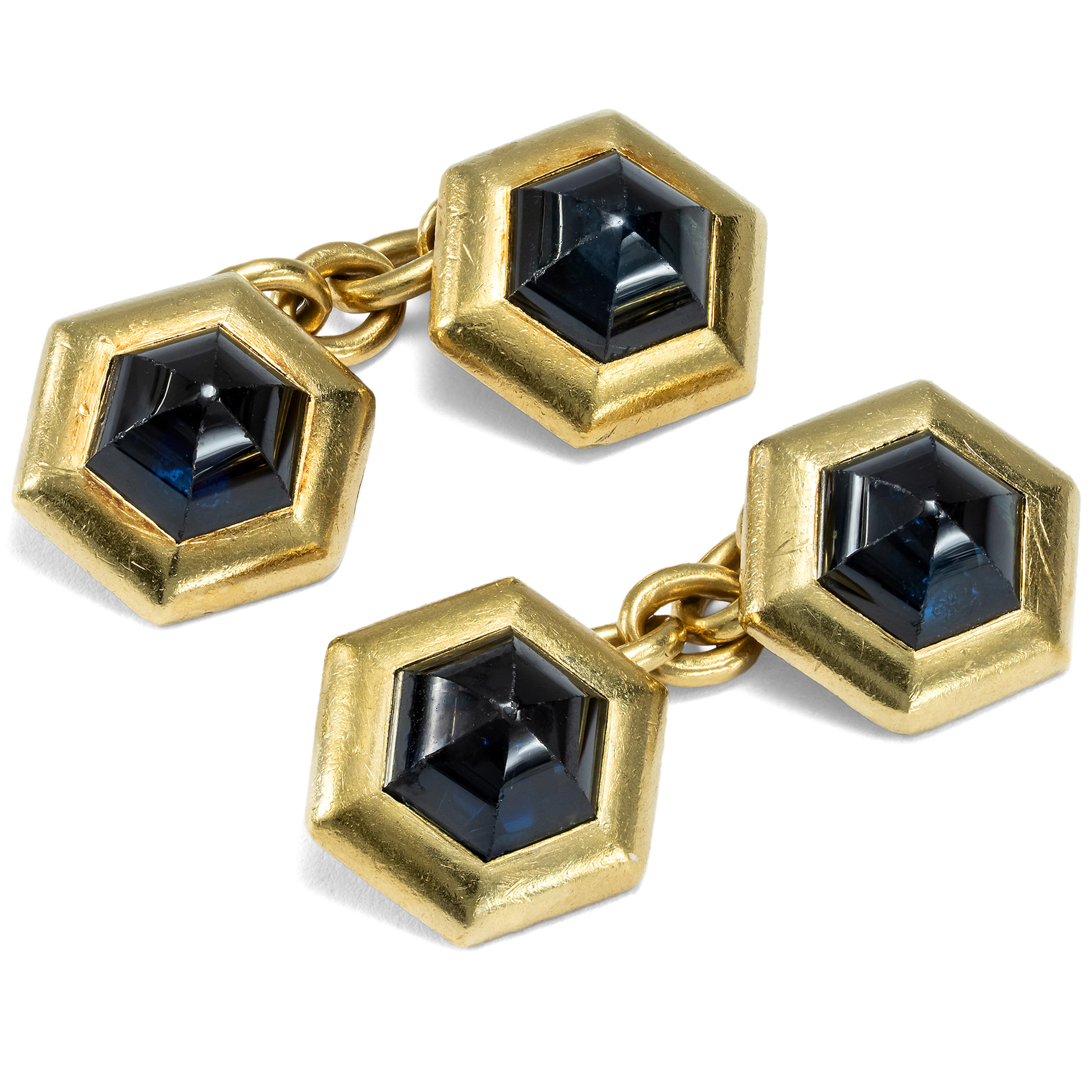 Luxurious Cufflinks Made of Gold & Sapphires, Portugal, c. 1960