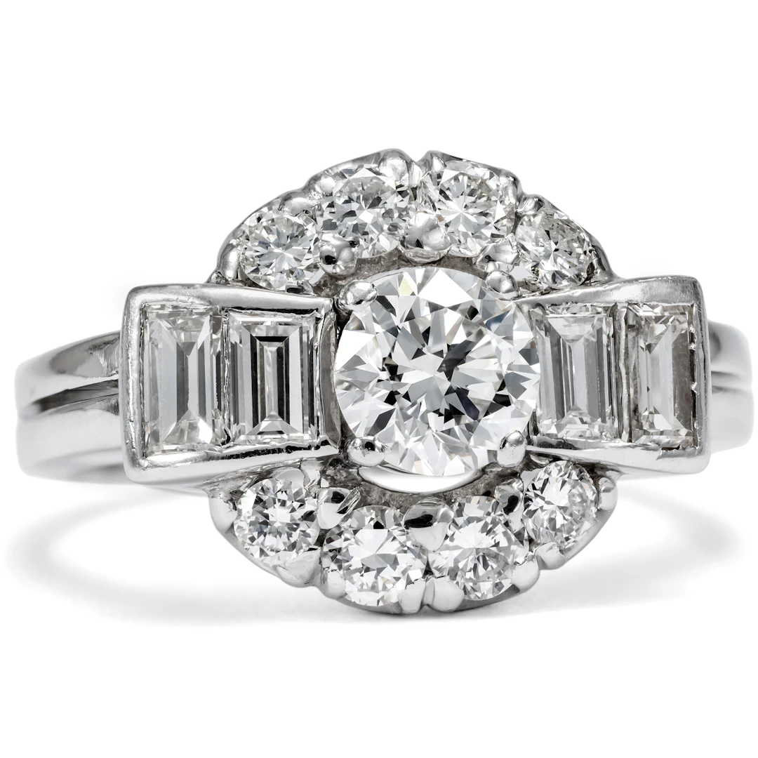 Eleganz der Geometrie • Kraftvoller Ring mit Diamanten in Weißgold