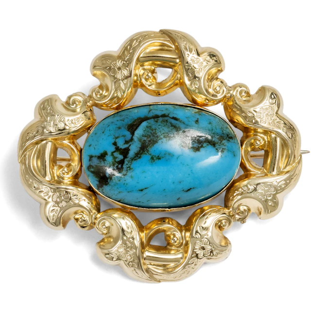 Antique Early Victorian Gold Brooch with Hair Inlay, c. 1850 & Later
