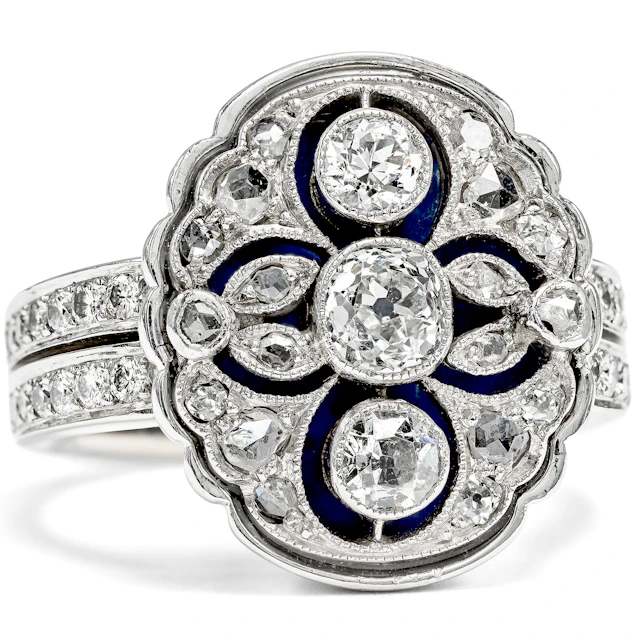 Magnificent Modern Ring with Diamonds & Lapis Lazuli, c. 2000
