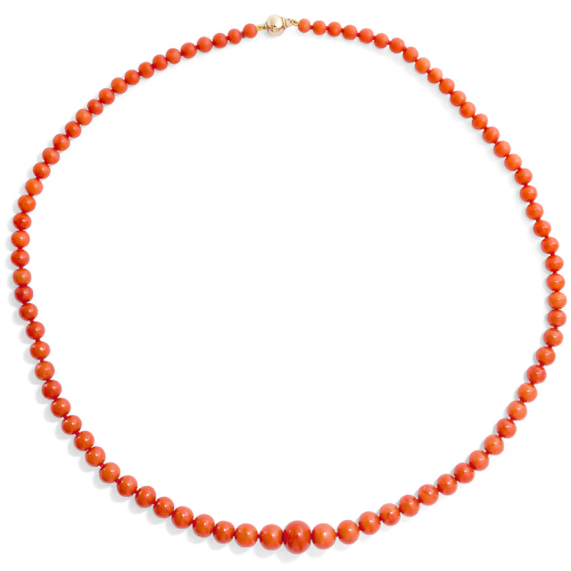 Vintage Necklace Made From Red Mediterranean Coral, c. 1960