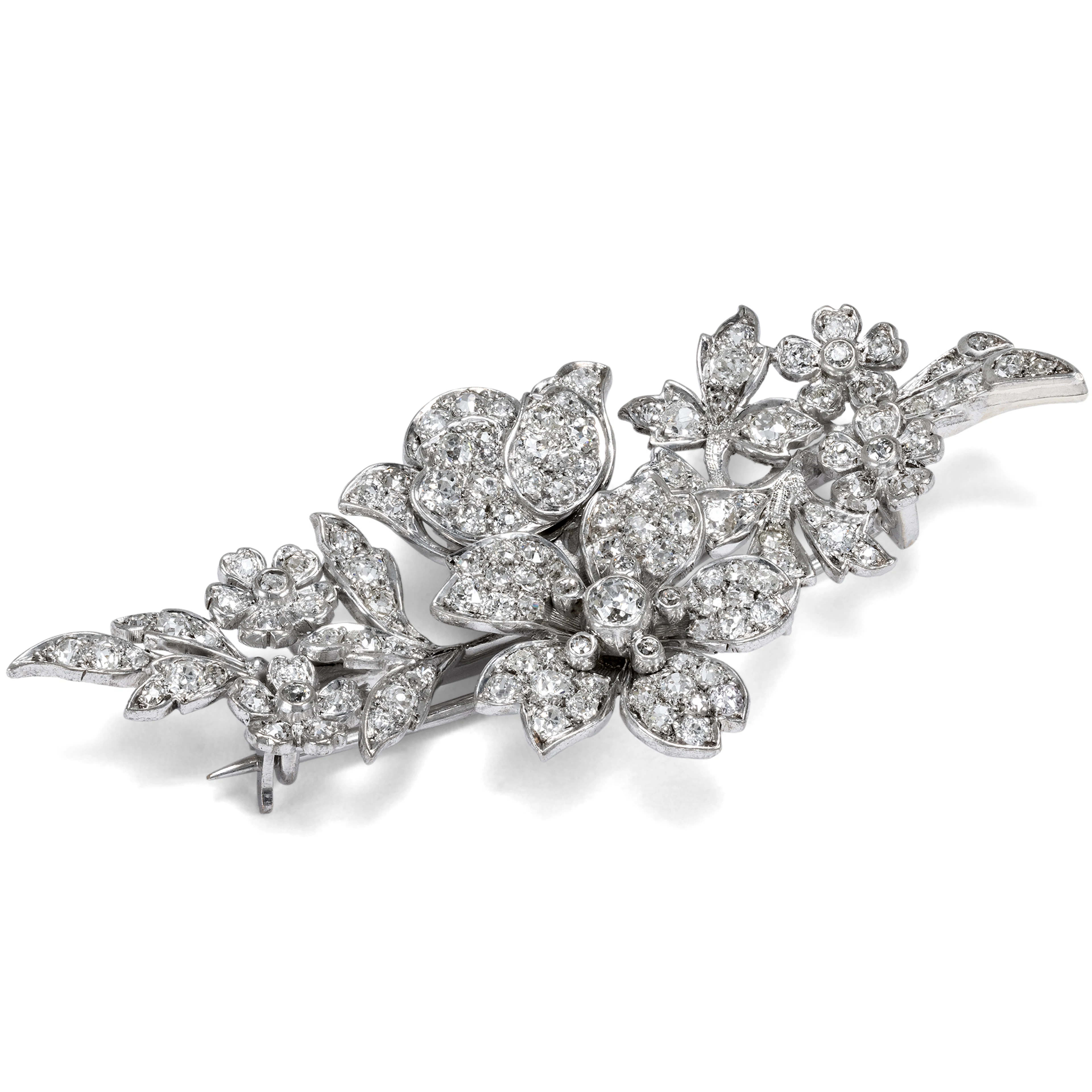 Charming Antique Brooch "en tremblant" with Diamonds, c. 1880