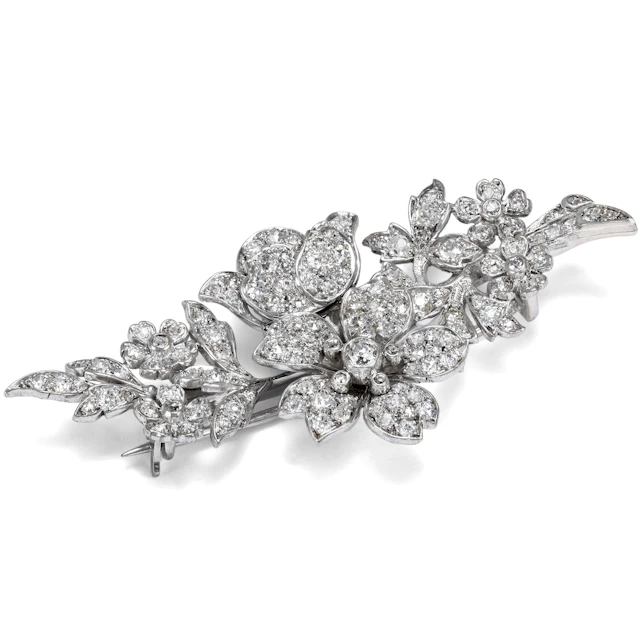 Charming Antique Brooch "en tremblant" with Diamonds, c. 1880
