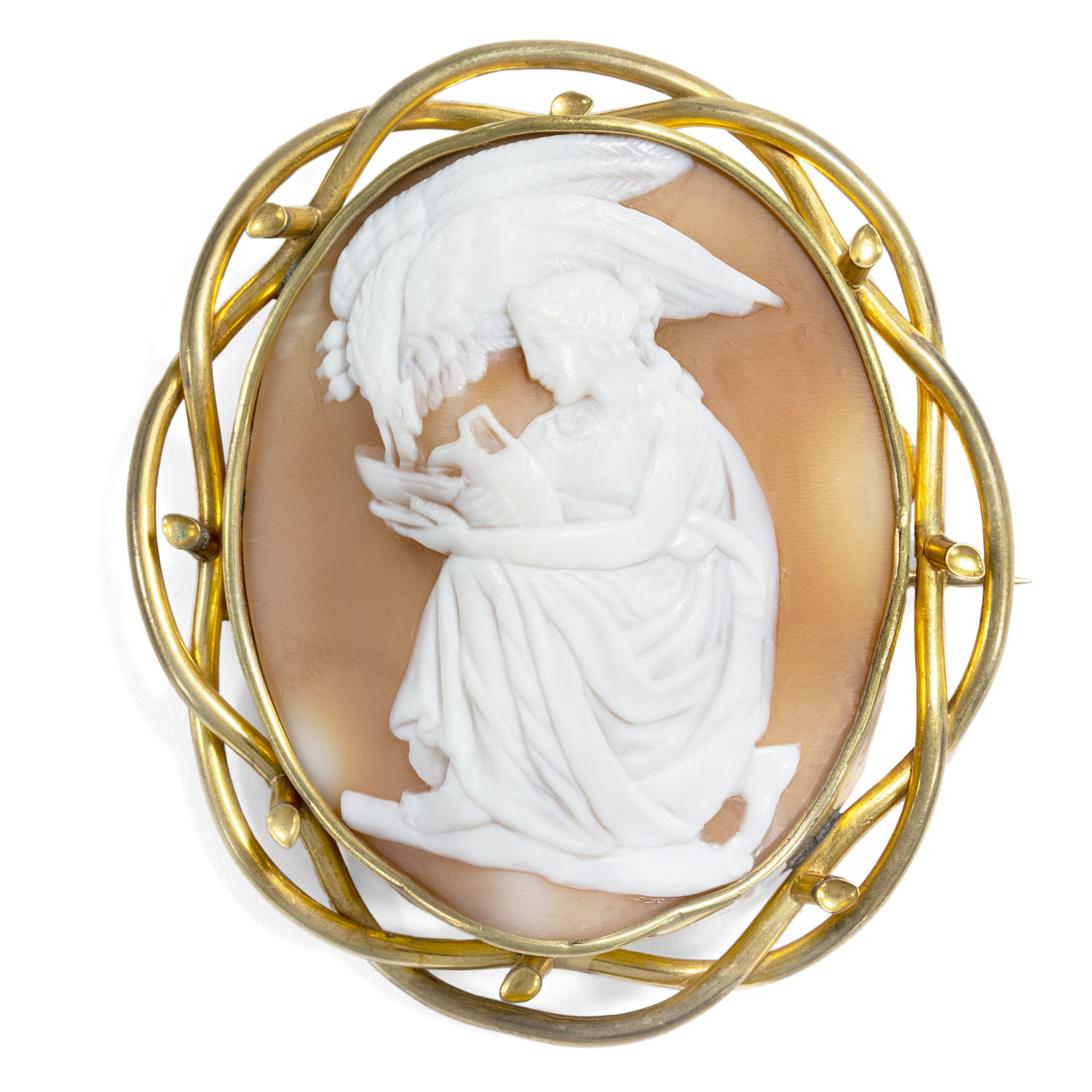 Antique Shell Cameo With Depiction of the Hebe, England ca. 1850