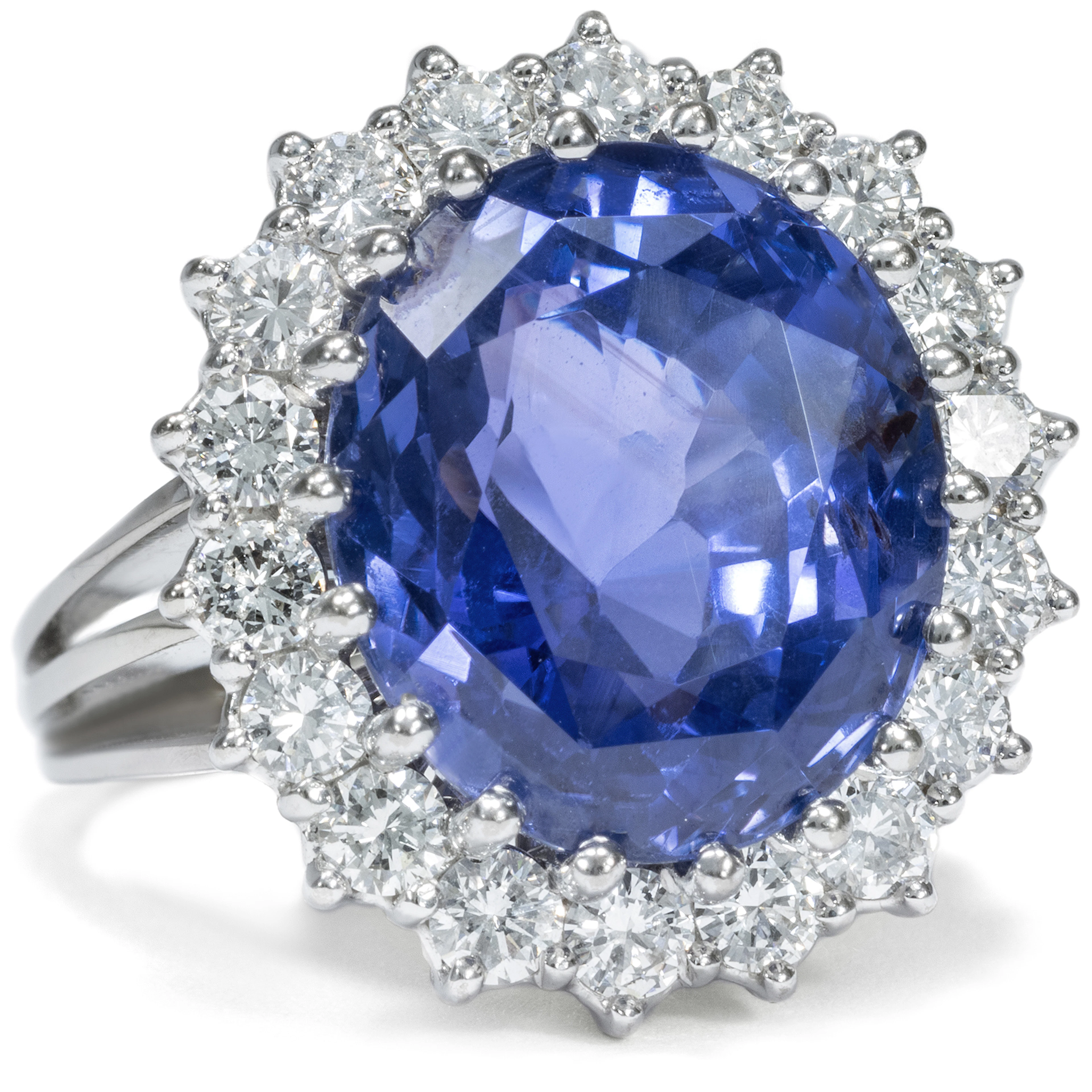 Spectacular Vintage Cocktail Ring with Untreated Sapphire & Diamonds