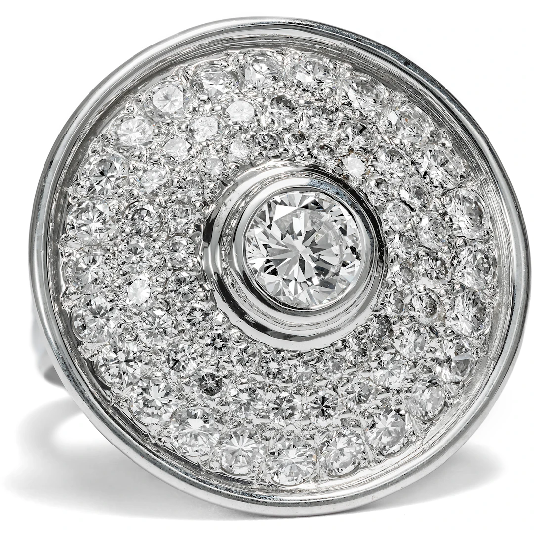 Contemporary 3.04 ct Diamond and White Gold Ring, Italian, c. 2000