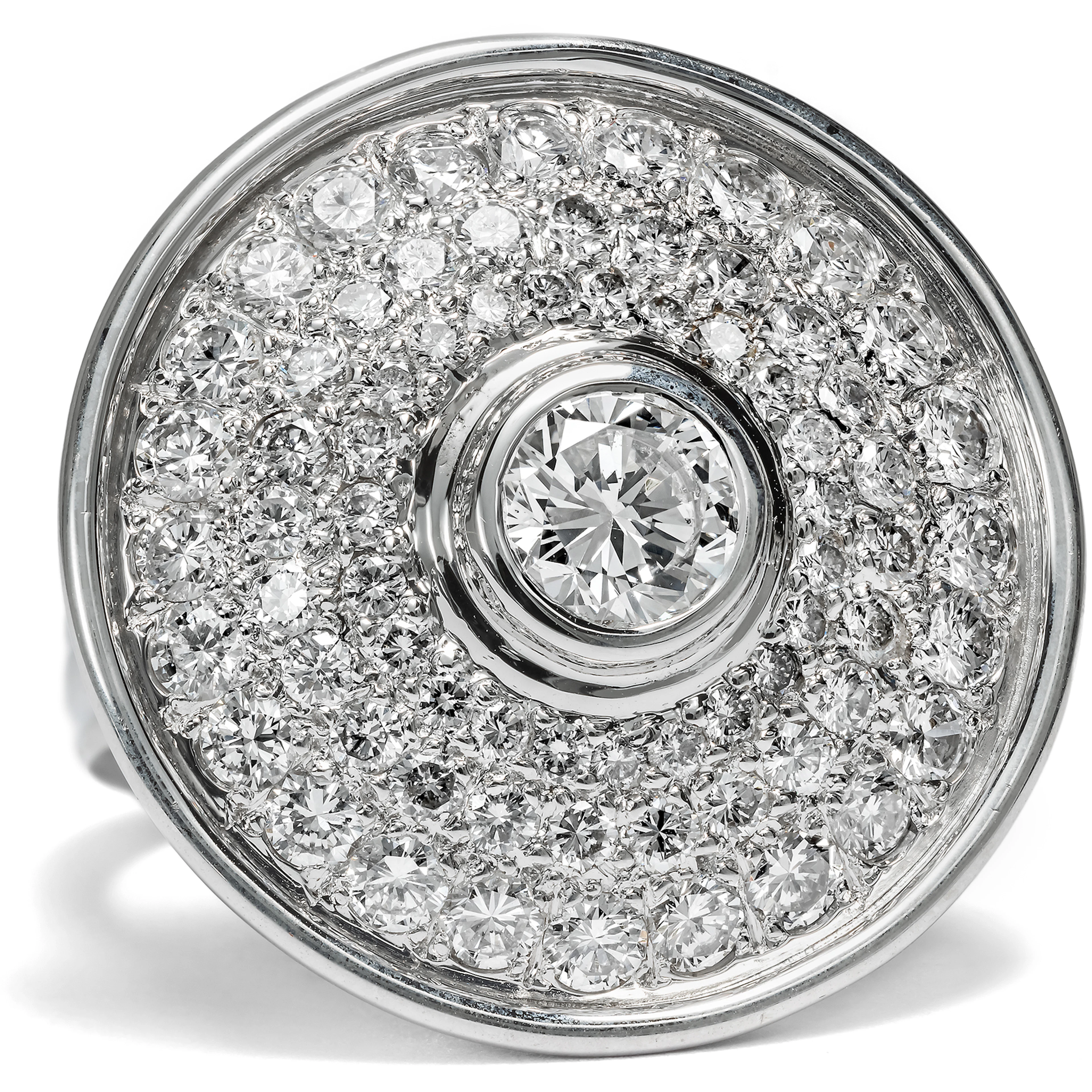 Contemporary 3.04 ct Diamond and White Gold Ring, Italian, c. 2000