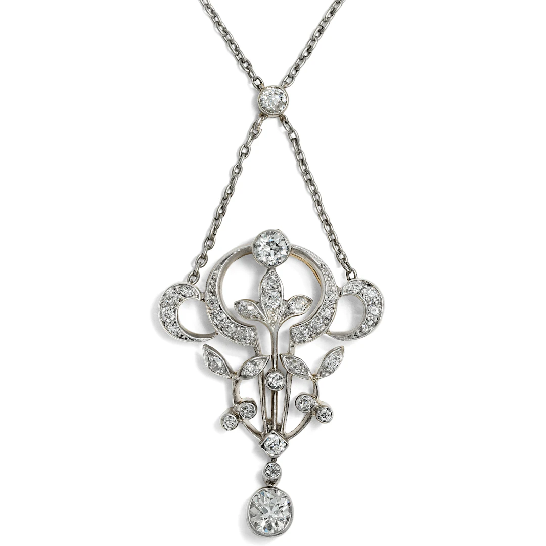 Antique Necklace with Diamonds In Gold & Silver, Vienna c. 1900