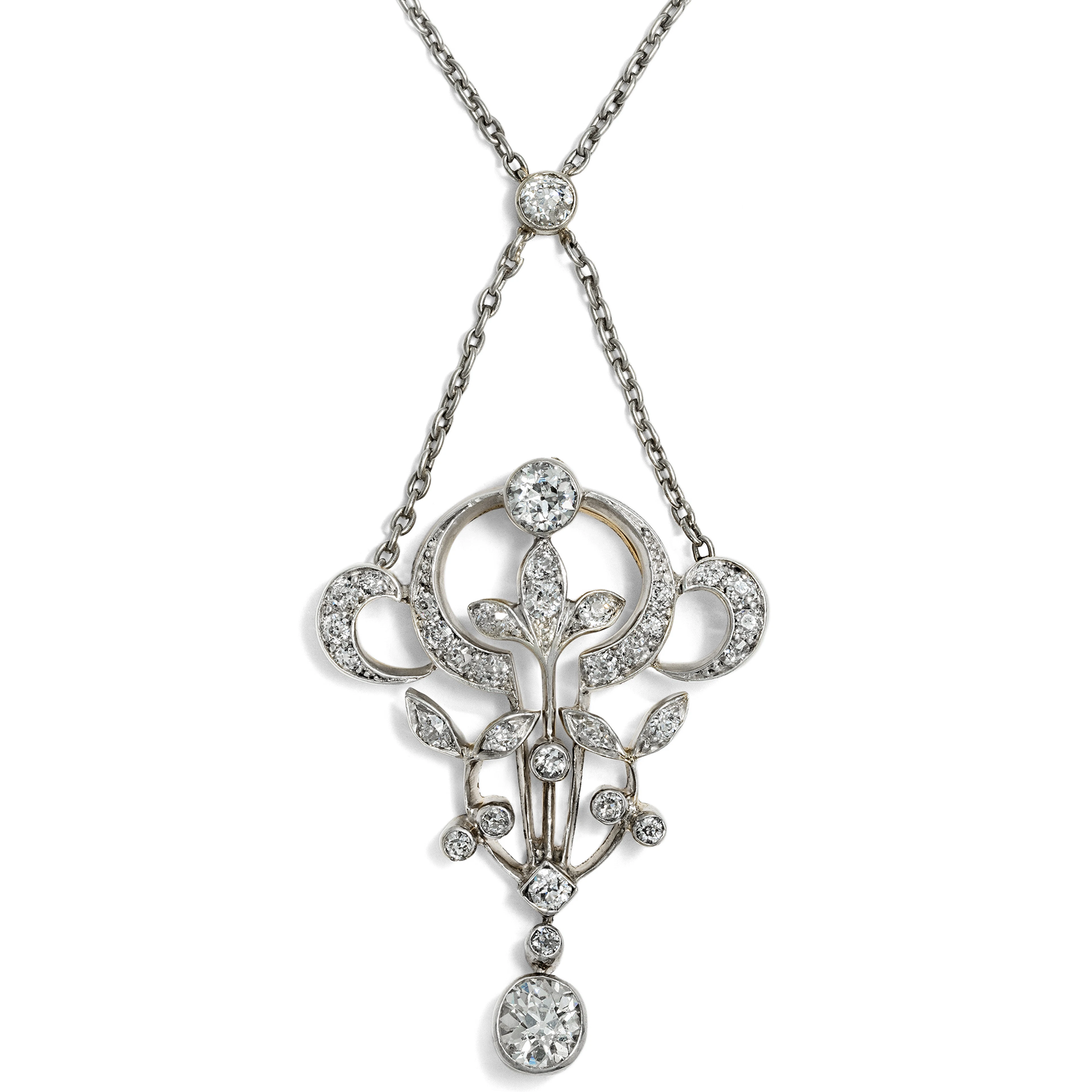 Antique Necklace with Diamonds In Gold & Silver, Vienna c. 1900