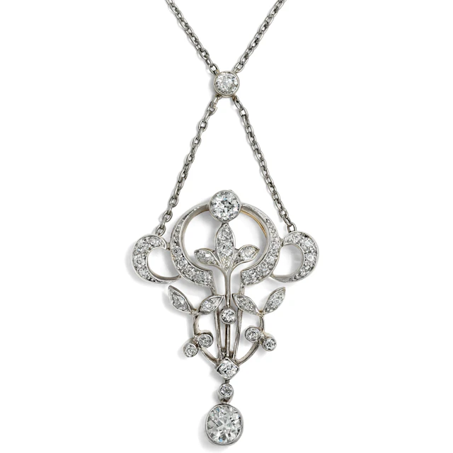 Antique Necklace with Diamonds In Gold & Silver, Vienna c. 1900