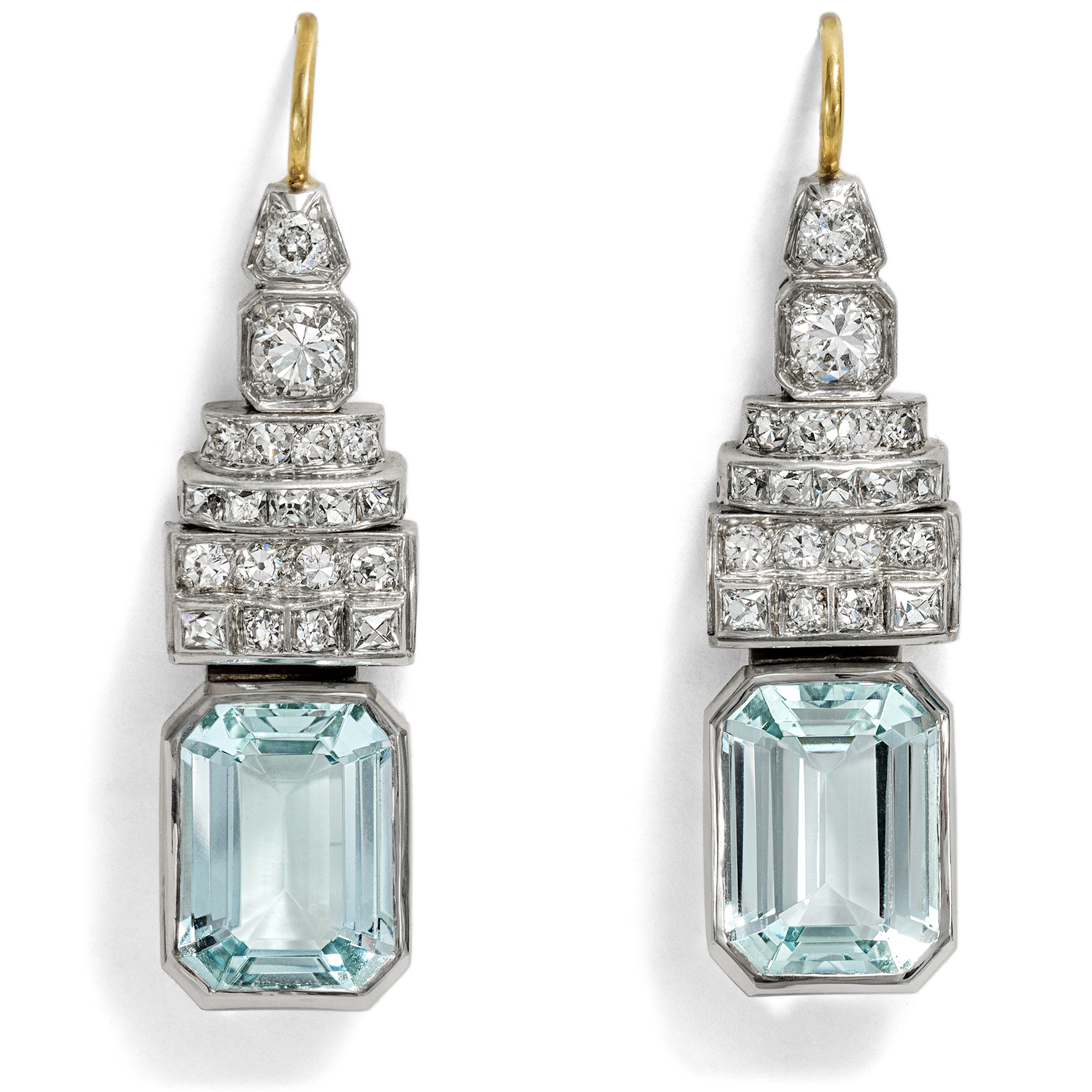 Aquamarine & Diamond Earrings Made of an Art Déco Watch Bracelet, c. 1930/2024