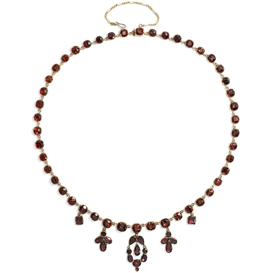 Antique Necklace with Red Garnets Set in Gold, c. 1820 & Later