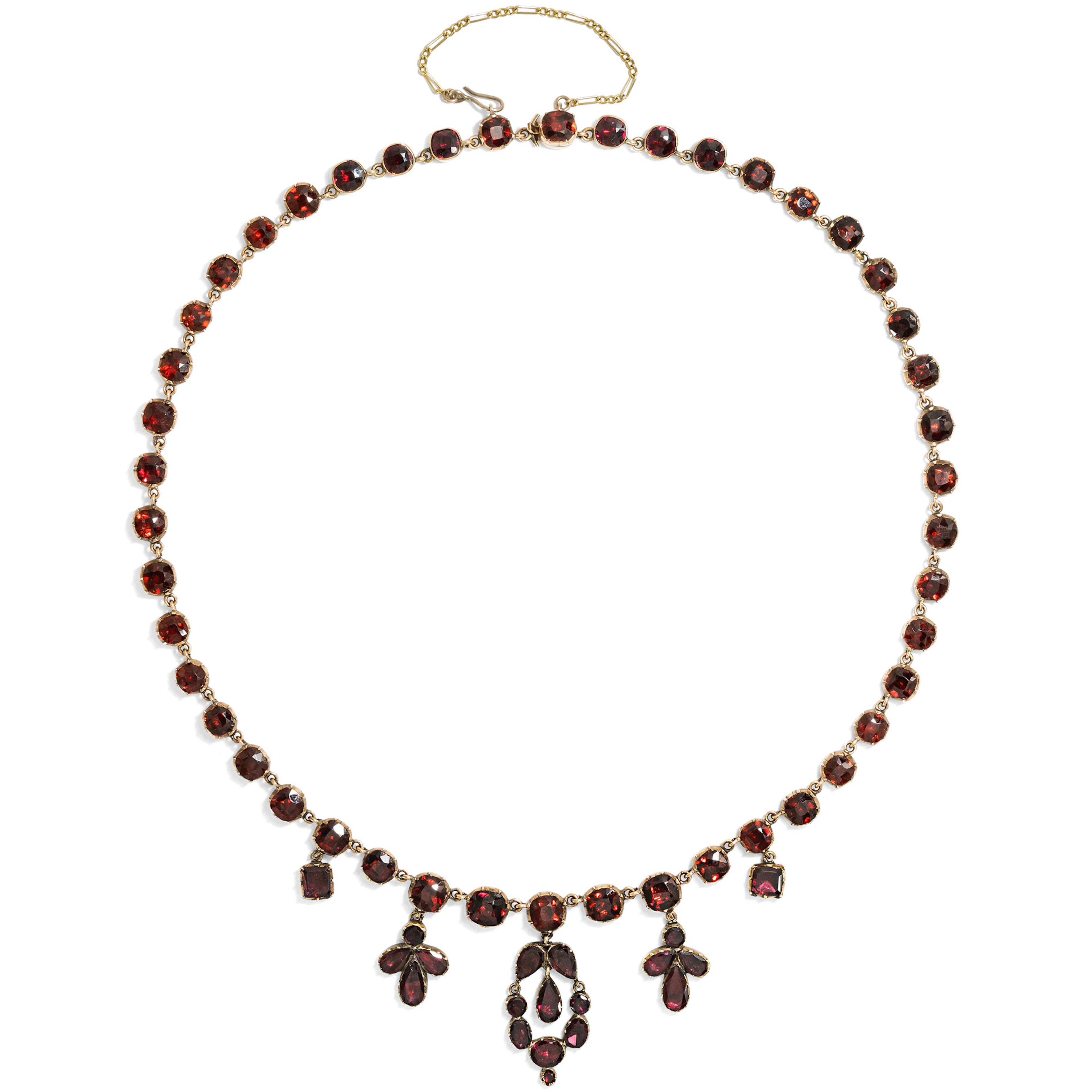 Antique Necklace with Red Garnets Set in Gold, c. 1820 & Later