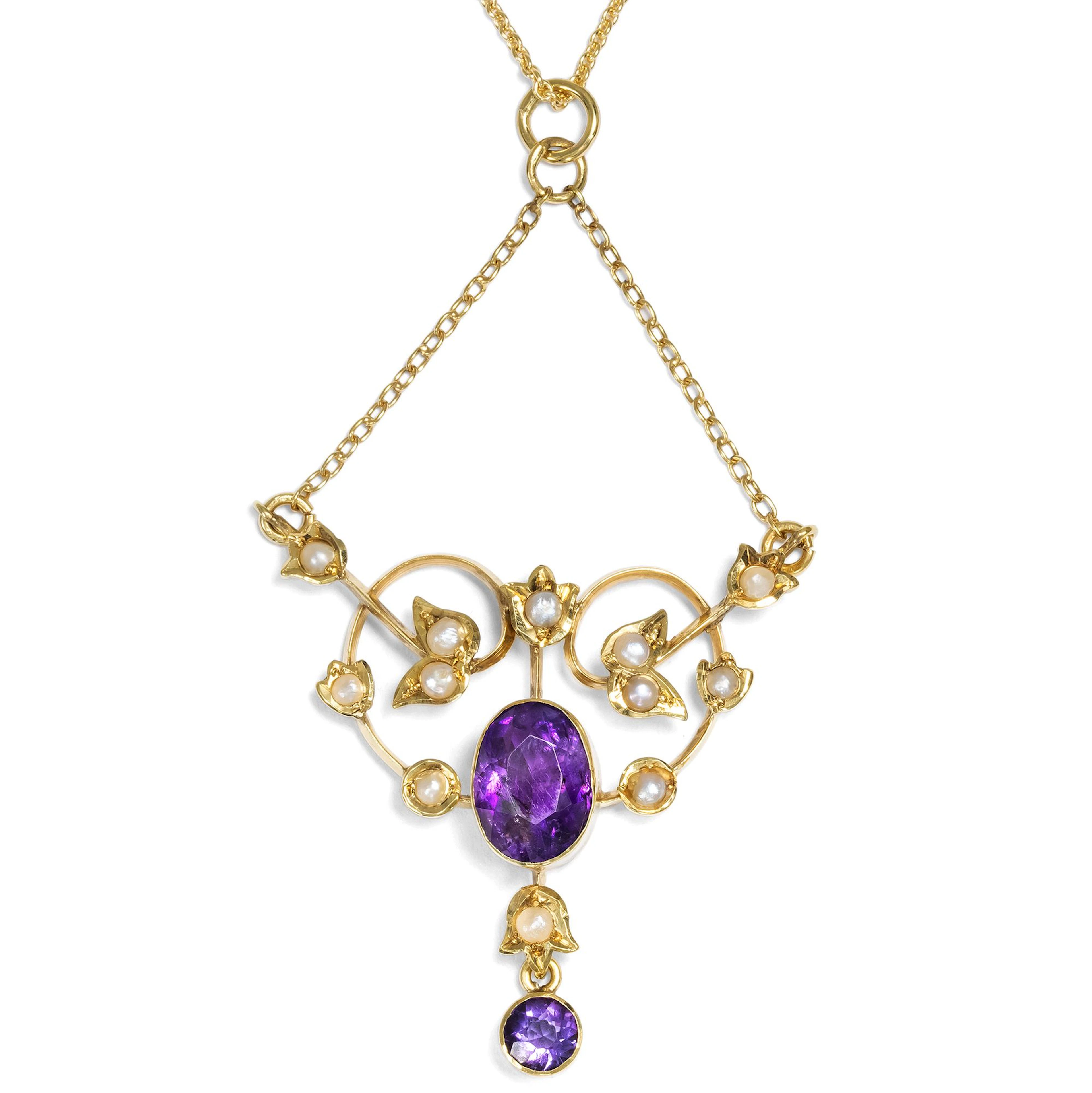 Edwardian Amethyst and Seed Pearl Pendant, c. 1905